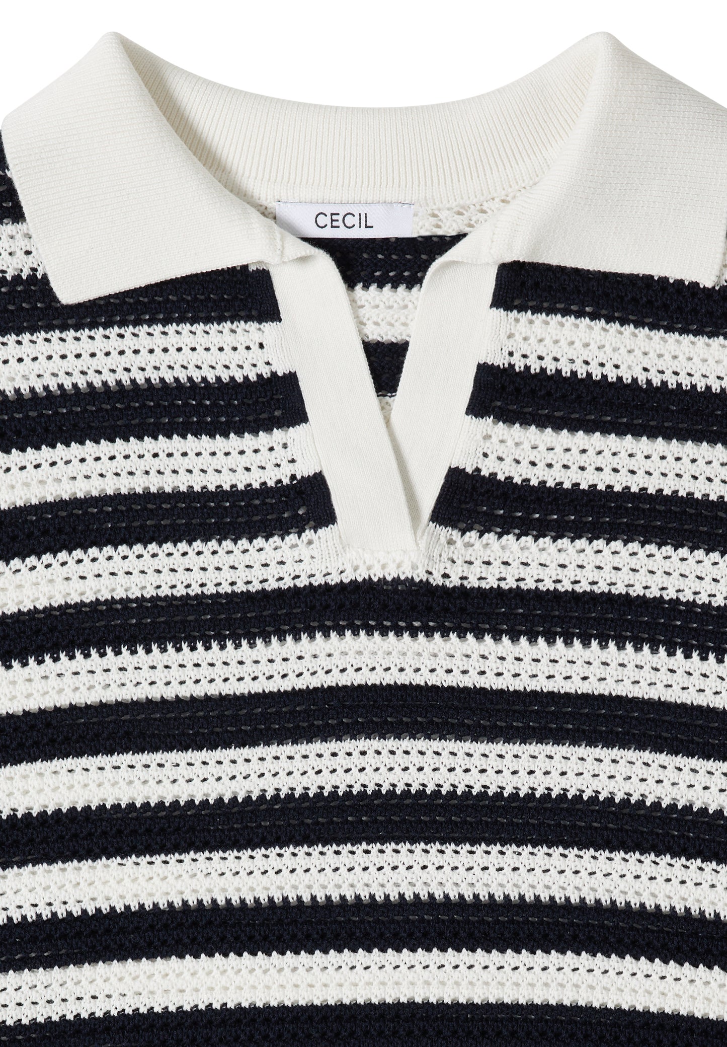 CECIL - Kurzarm Poloshirt mit Streifen - Farbe: universal blue