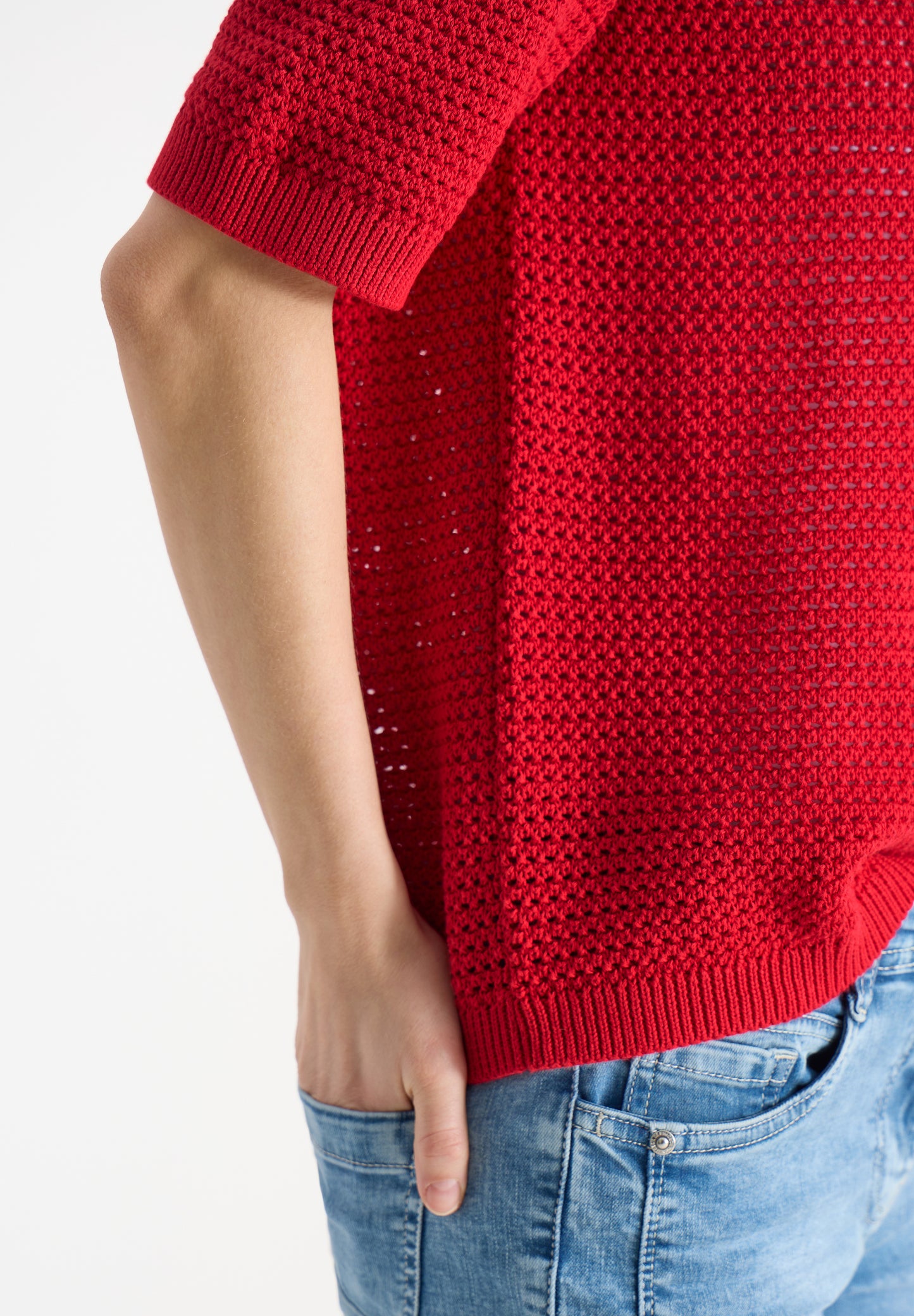 CECIL - Kurzarm Pullover mit Struktur - Farbe: glazed apple red
