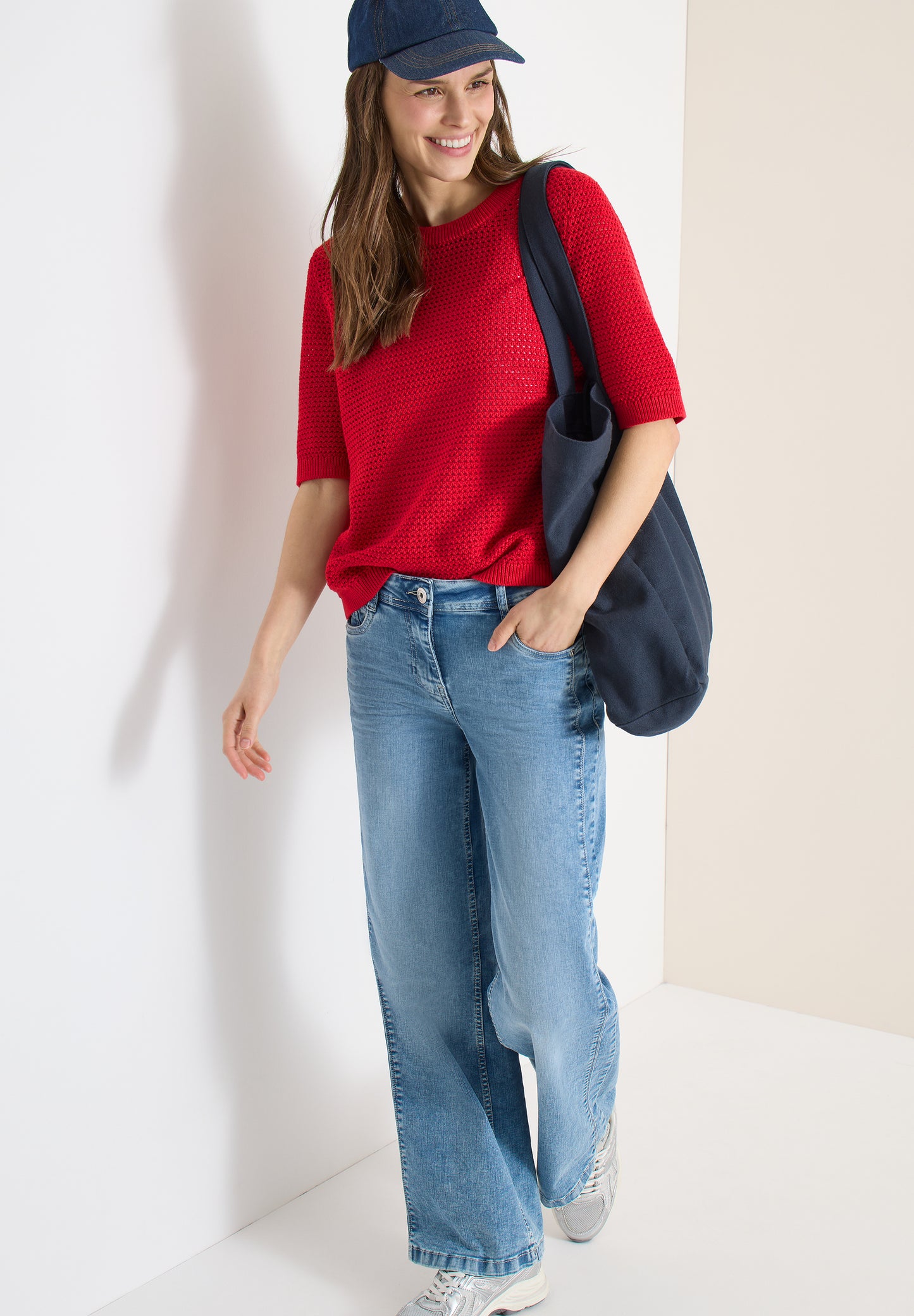 CECIL - Kurzarm Pullover mit Struktur - Farbe: glazed apple red