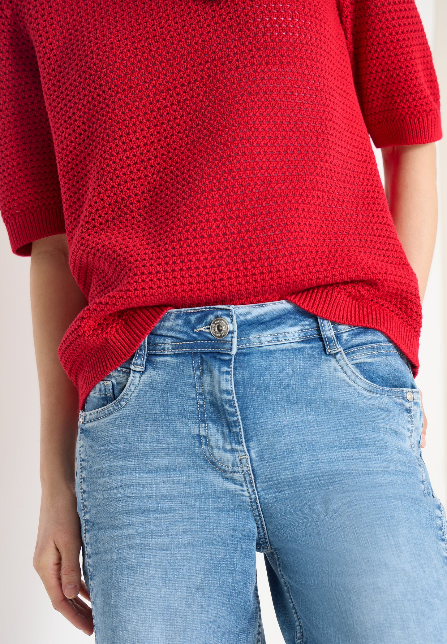 CECIL - Kurzarm Pullover mit Struktur - Farbe: glazed apple red