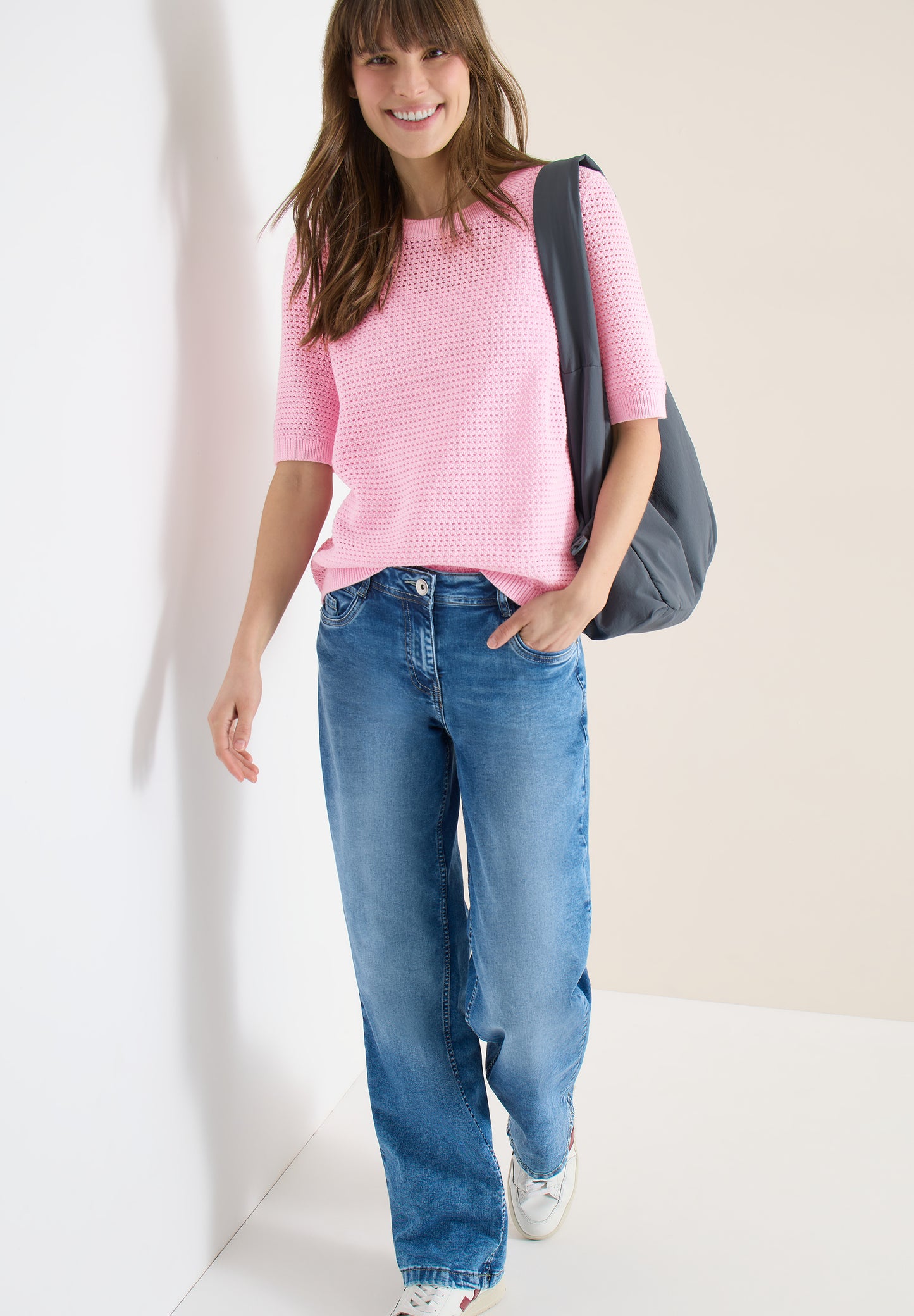 CECIL - Kurzarm Pullover mit Struktur - Farbe: light blush rose
