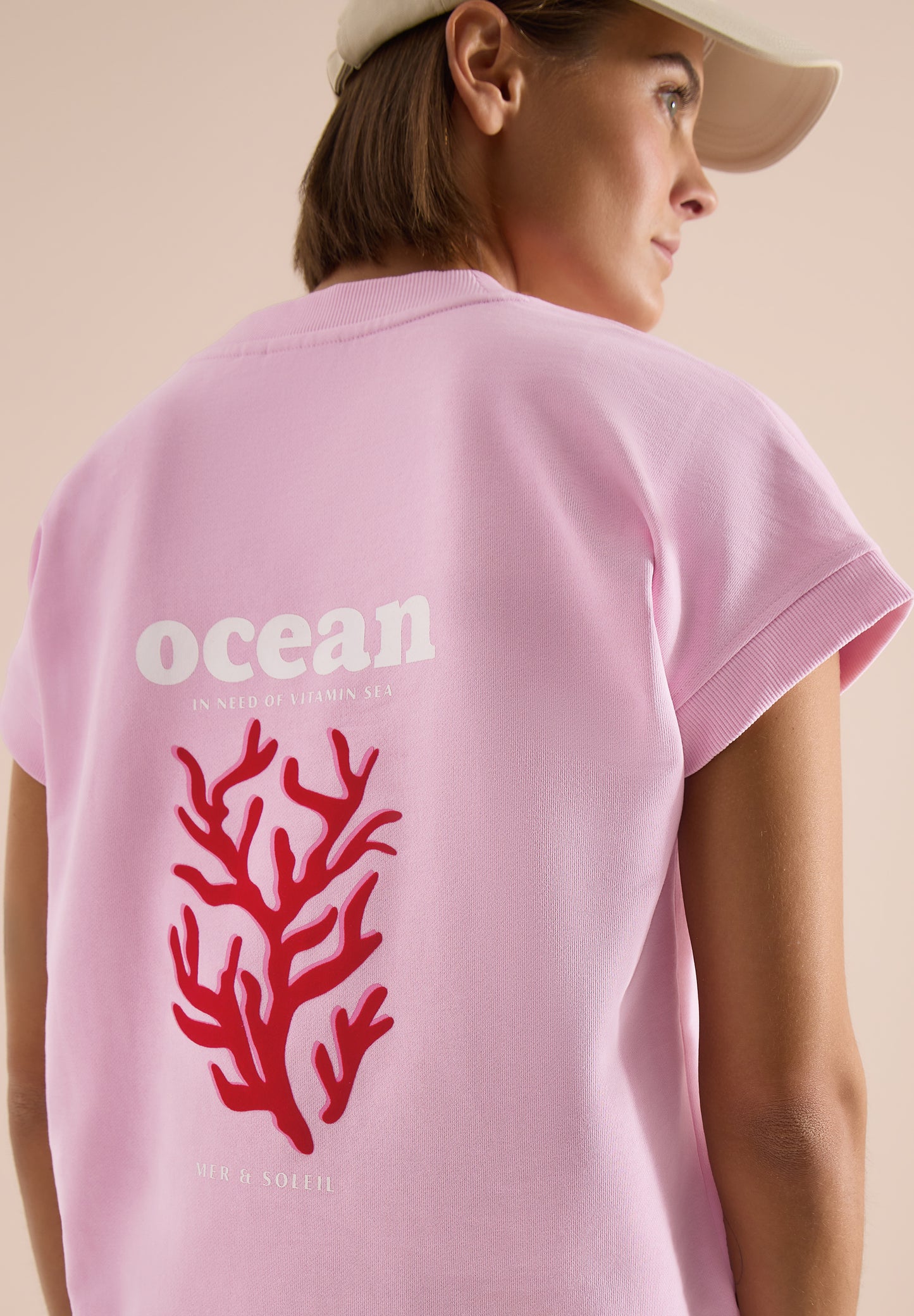 CECIL - Kurzarm Sweatshirt mit Backprint - Farbe: light blush rose