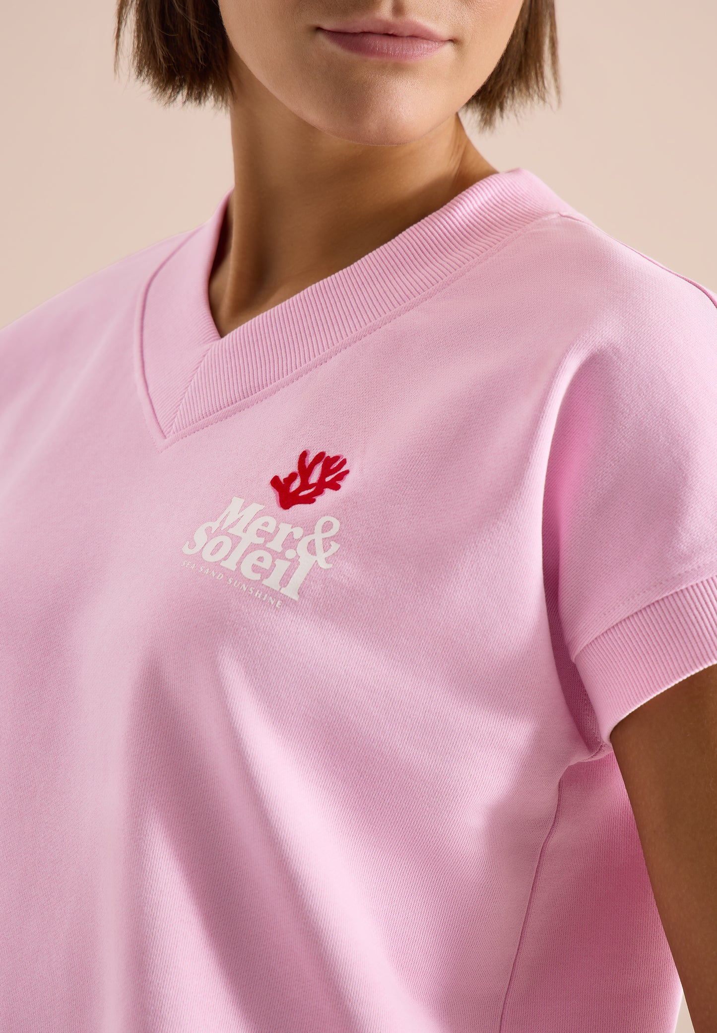 CECIL - Kurzarm Sweatshirt mit Backprint - Farbe: light blush rose