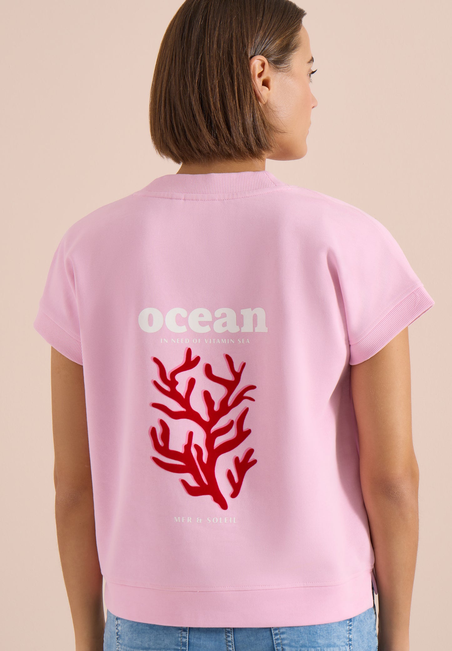 CECIL - Kurzarm Sweatshirt mit Backprint - Farbe: light blush rose