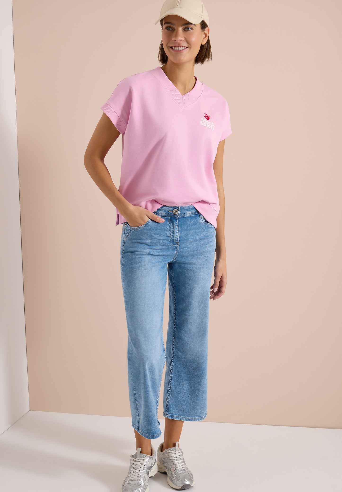 CECIL - Kurzarm Sweatshirt mit Backprint - Farbe: light blush rose