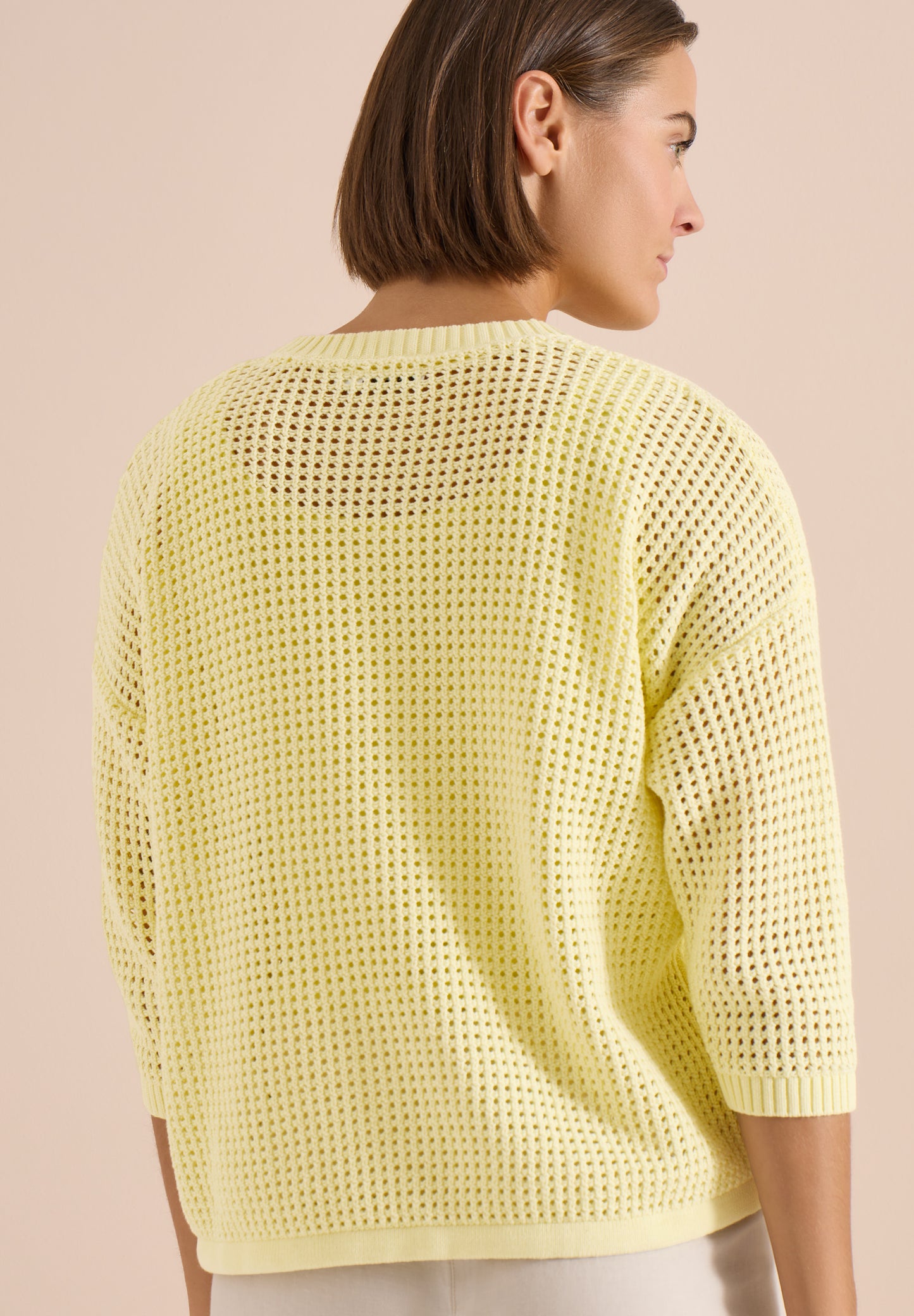 CECIL - Kurzarm Pullover im Crochet-Look - Farbe: light buttermilk yellow