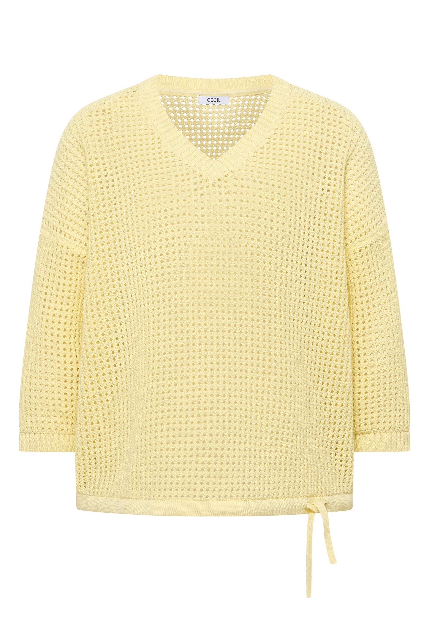 CECIL - Kurzarm Pullover im Crochet-Look - Farbe: light buttermilk yellow