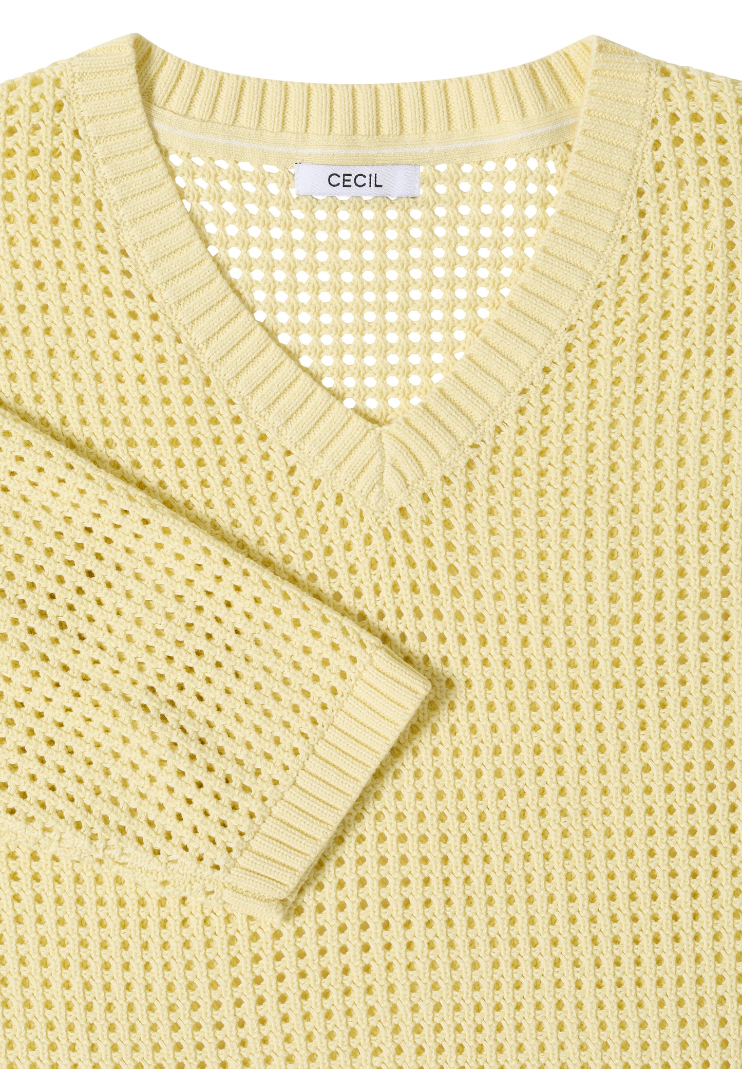 CECIL - Kurzarm Pullover im Crochet-Look - Farbe: light buttermilk yellow