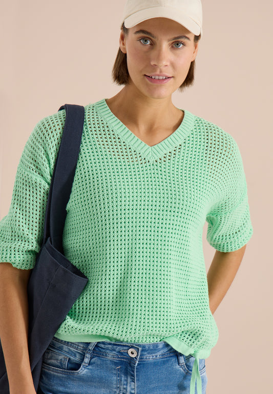 CECIL - Kurzarm Pullover im Crochet-Look - Farbe: juicy lime