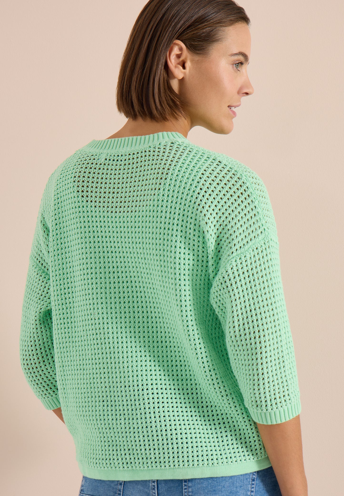 CECIL - Kurzarm Pullover im Crochet-Look - Farbe: juicy lime