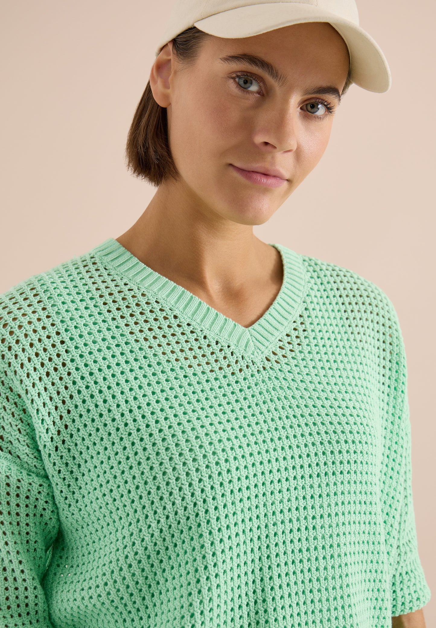 CECIL - Kurzarm Pullover im Crochet-Look - Farbe: juicy lime