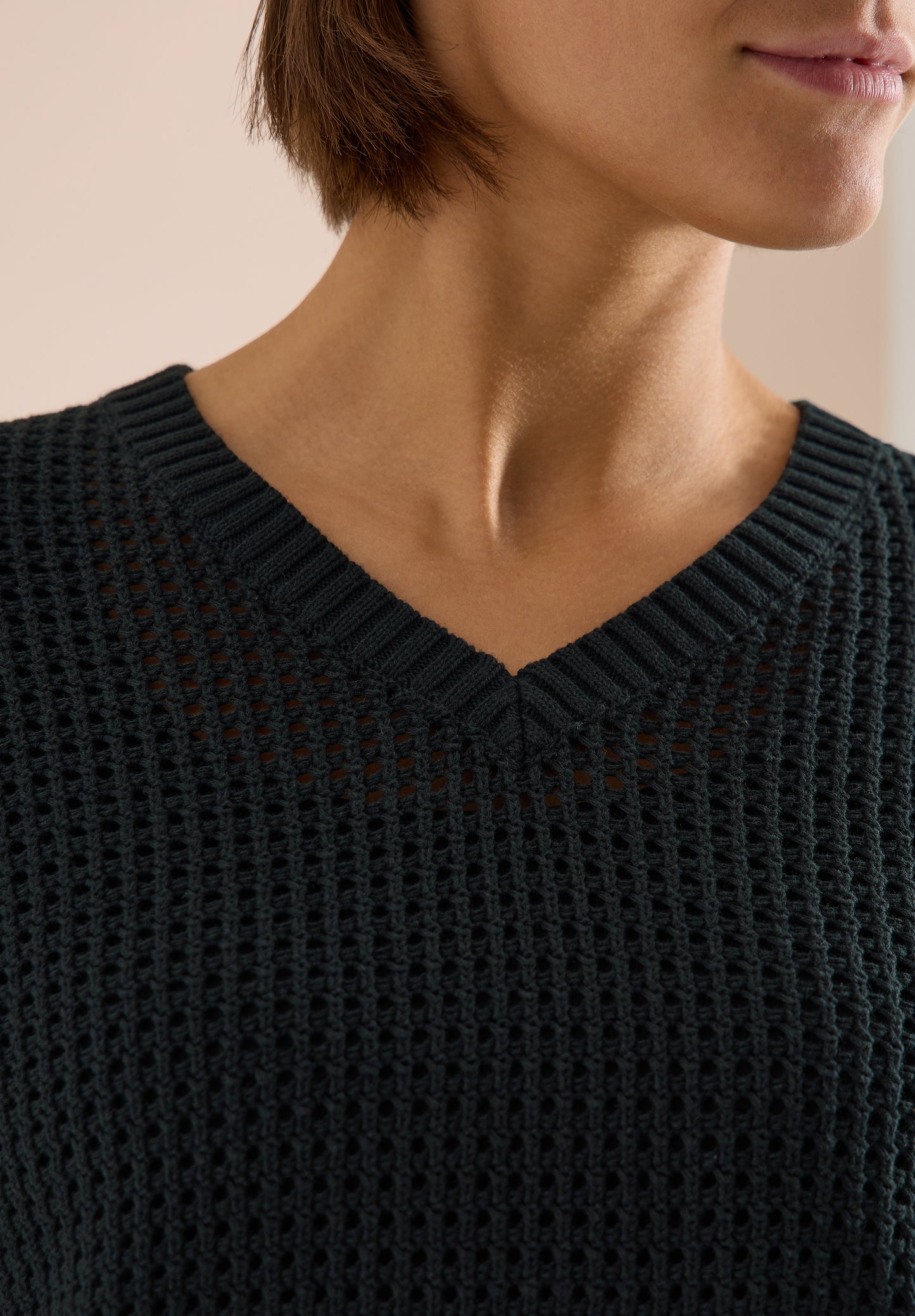 CECIL - Kurzarm Pullover im Crochet-Look - Farbe: palm breeze green