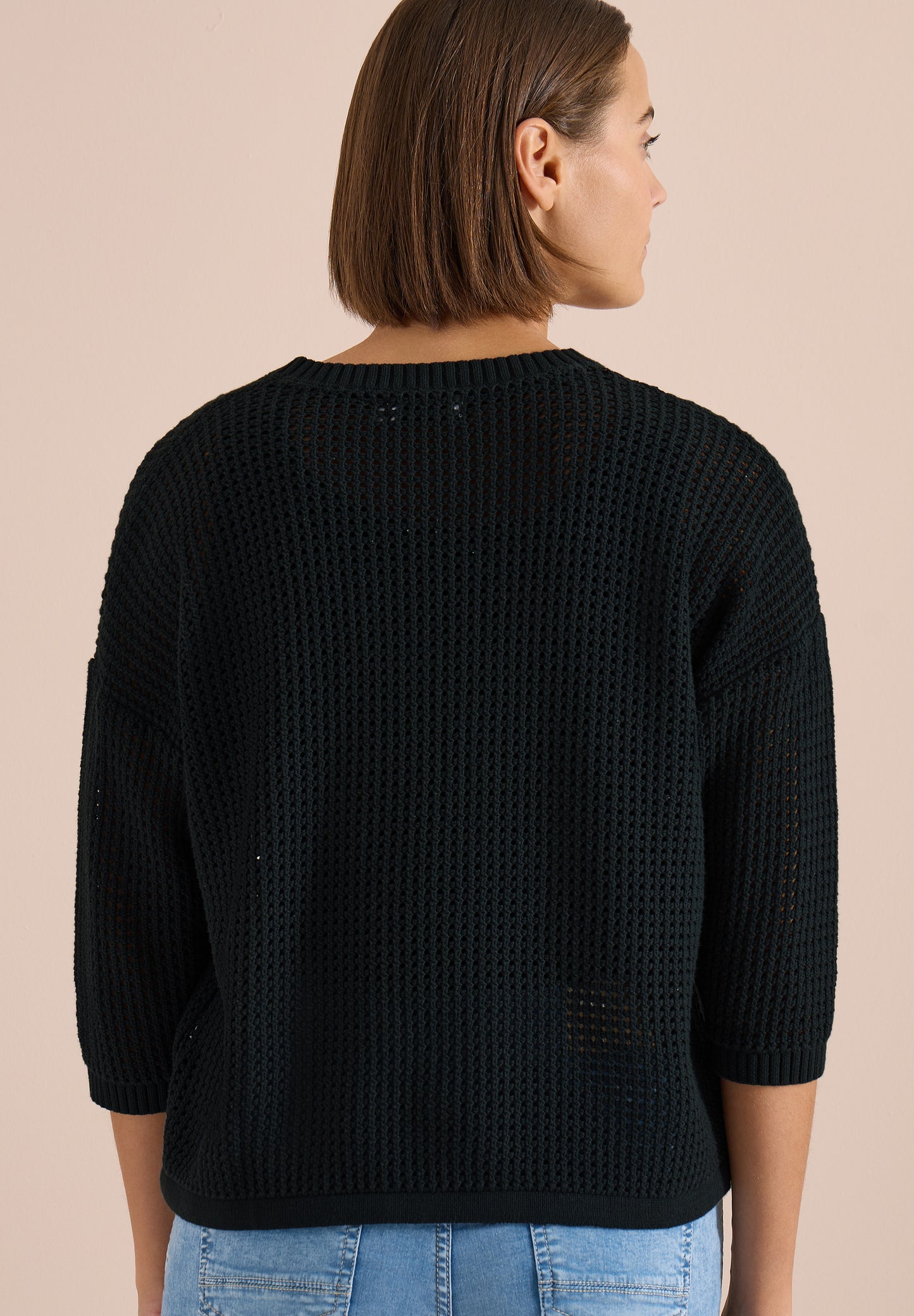 CECIL - Kurzarm Pullover im Crochet-Look - Farbe: palm breeze green