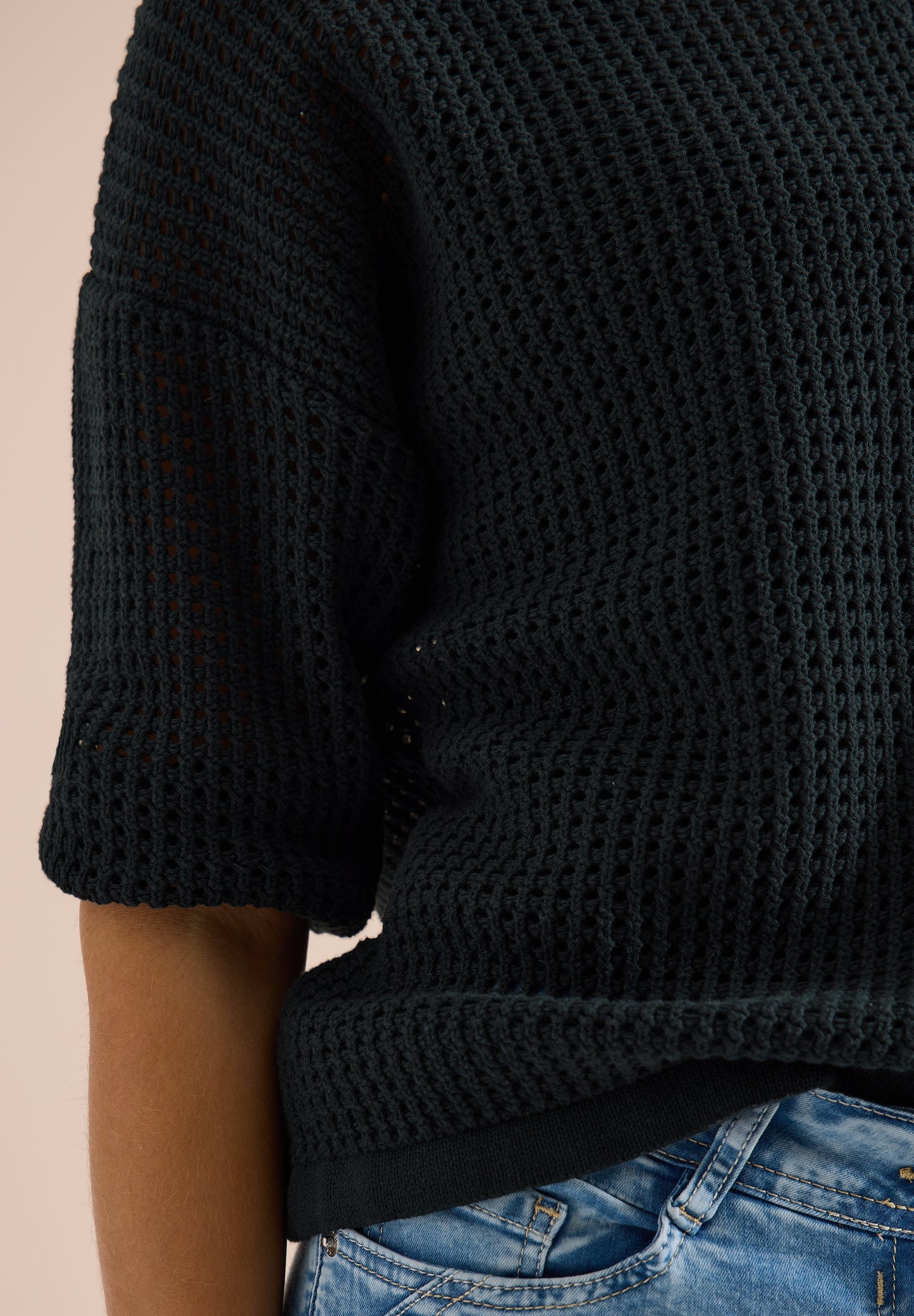 CECIL - Kurzarm Pullover im Crochet-Look - Farbe: palm breeze green