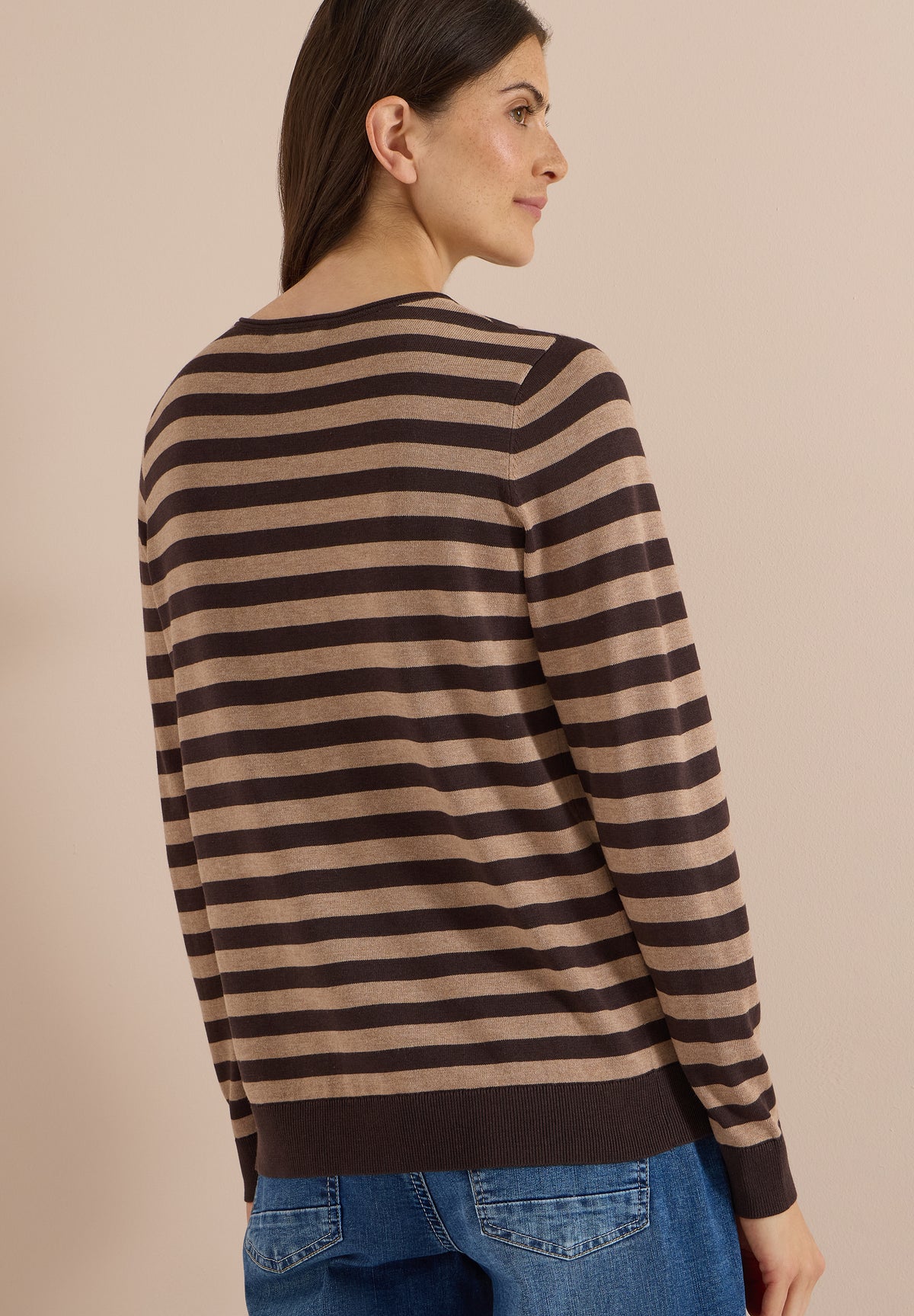 CECIL - Pullover mit Rundhals und Streifen - Farbe: truffle brown