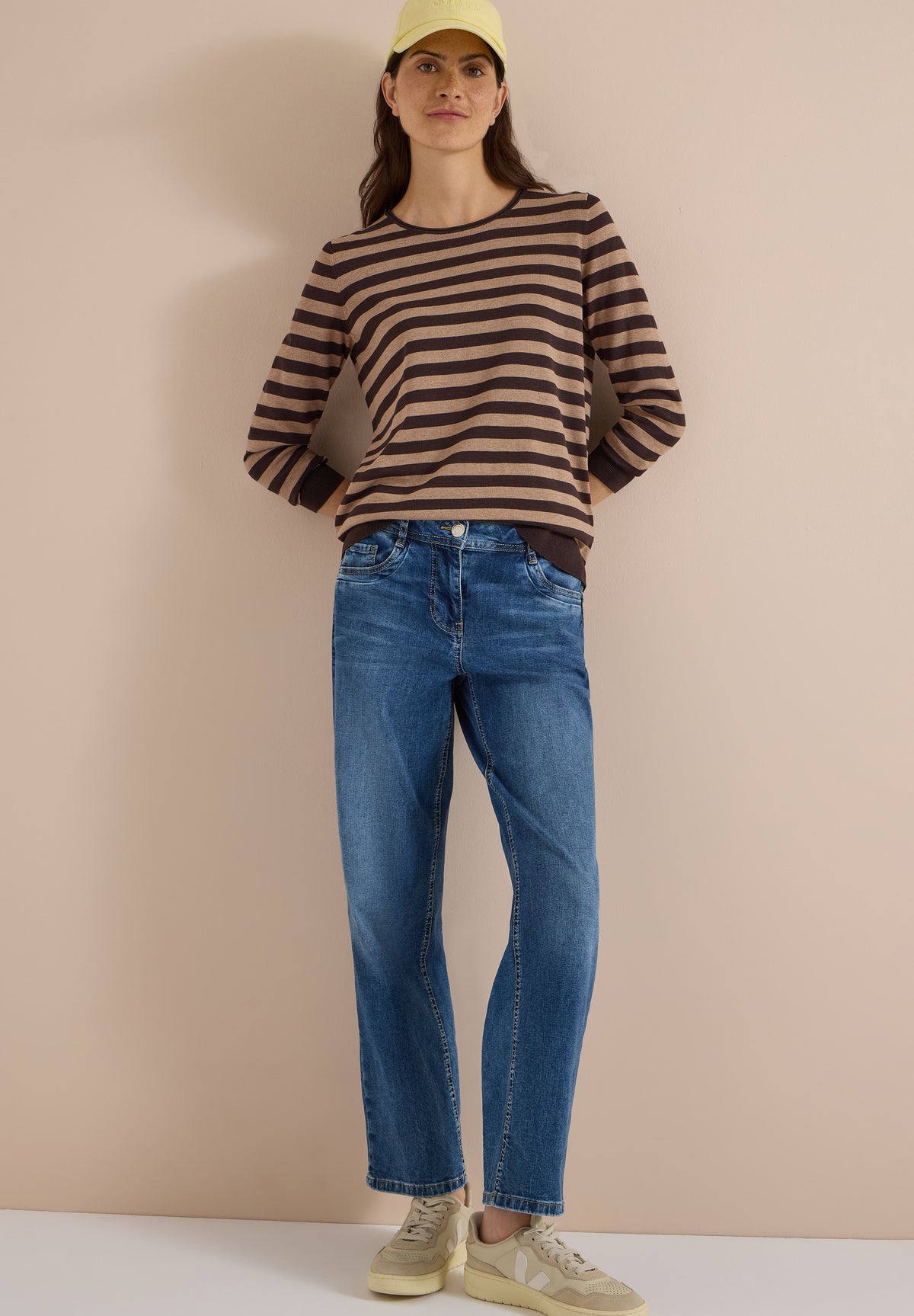 CECIL - Pullover mit Rundhals und Streifen - Farbe: truffle brown