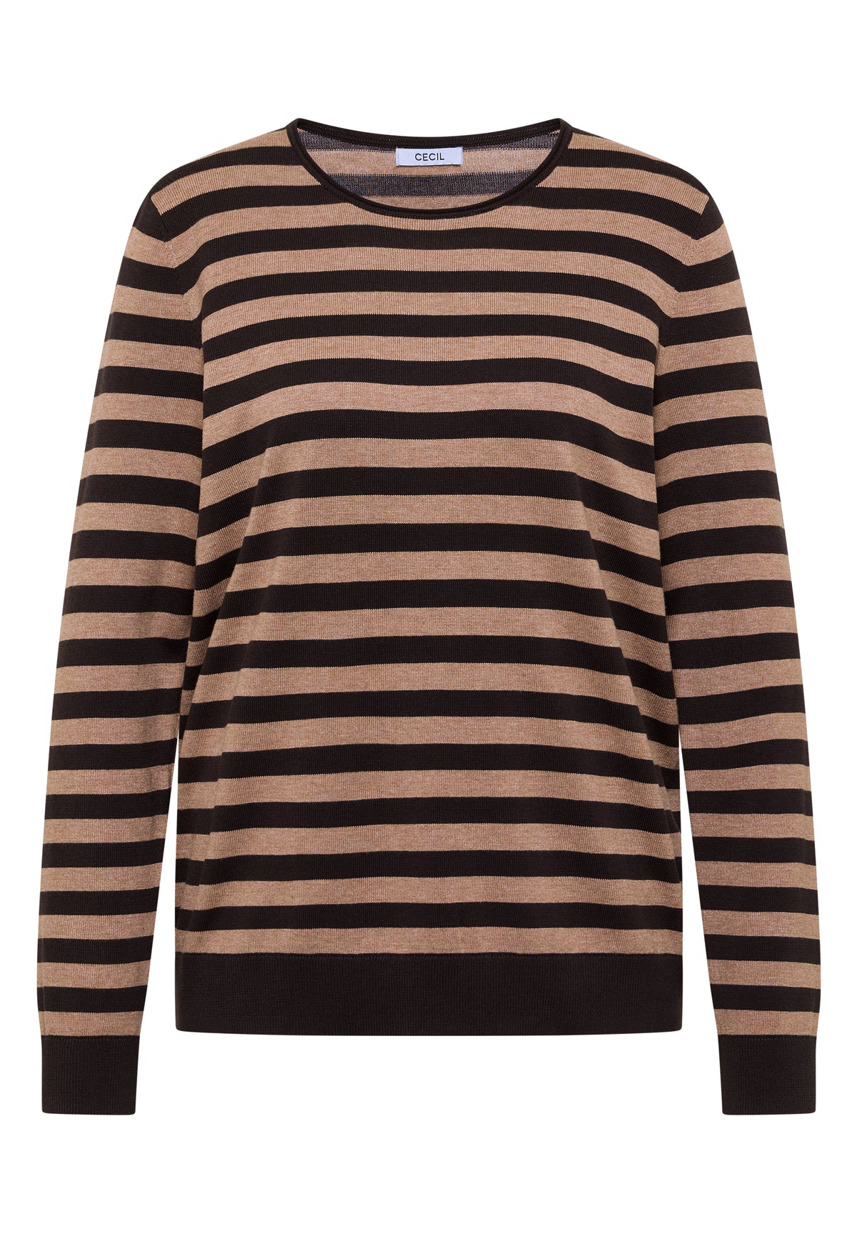 CECIL - Pullover mit Rundhals und Streifen - Farbe: truffle brown