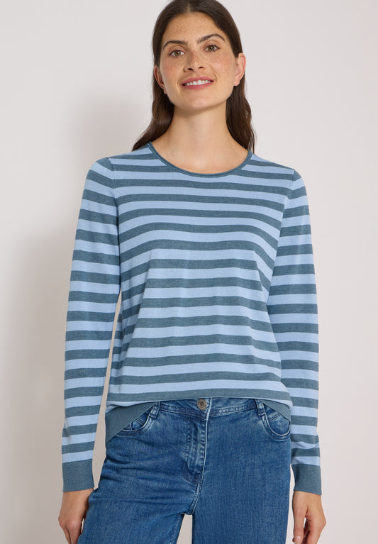 CECIL - Pullover mit Rundhals und Streifen - Farbe: easy blue