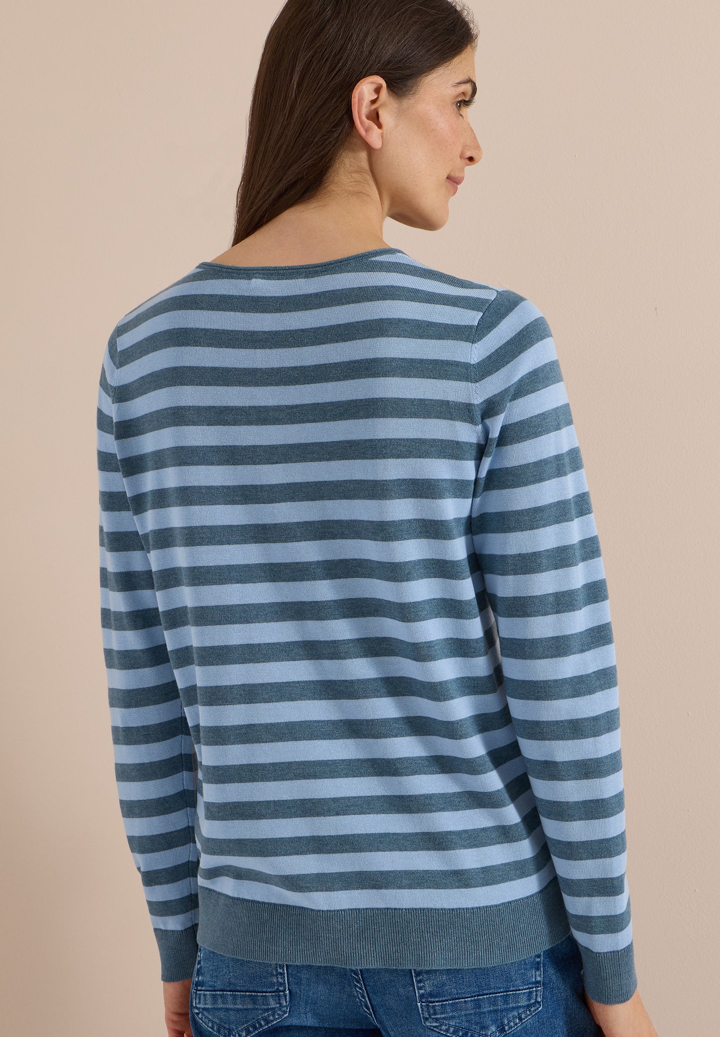 CECIL - Pullover mit Rundhals und Streifen - Farbe: easy blue