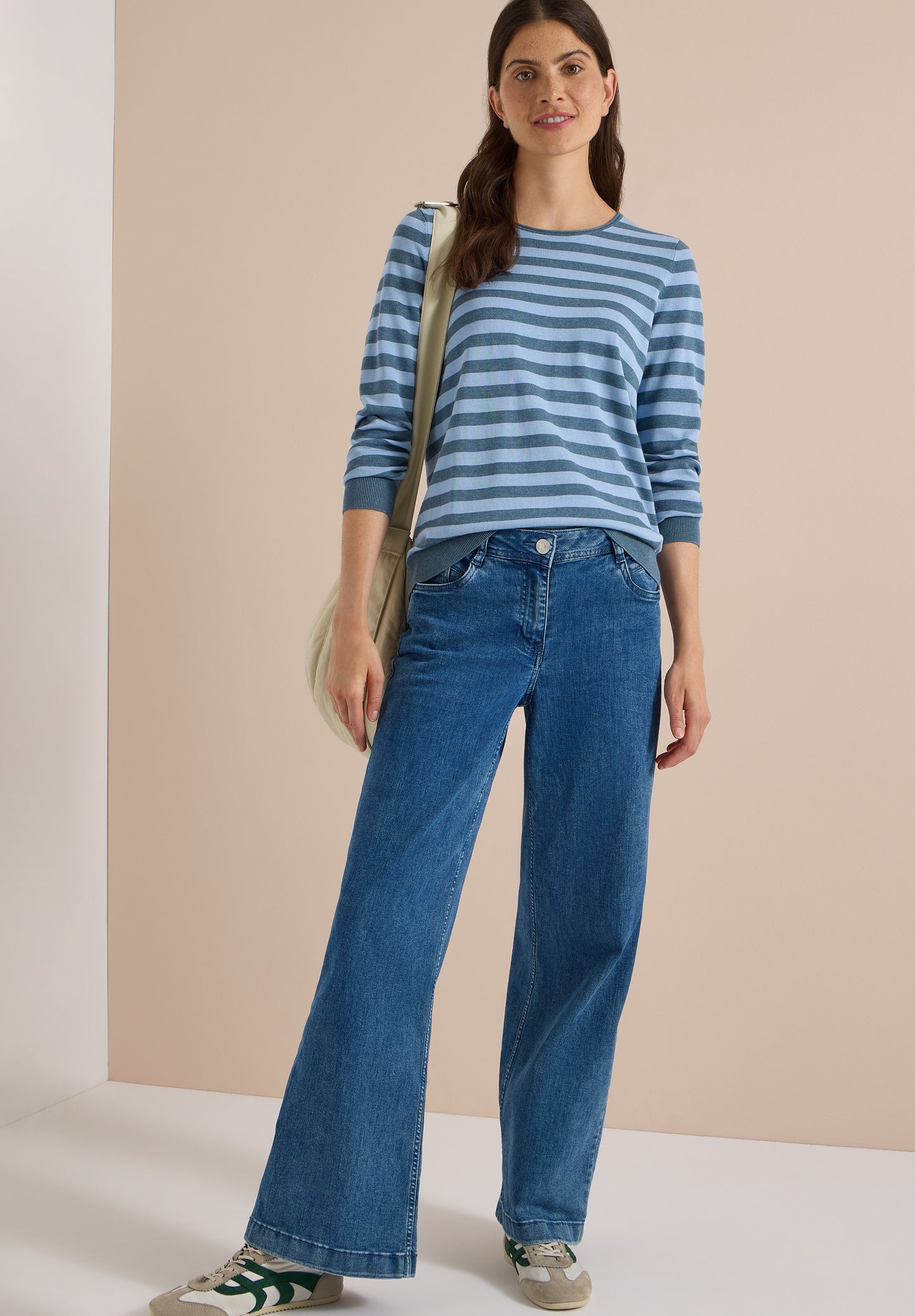 CECIL - Pullover mit Rundhals und Streifen - Farbe: easy blue