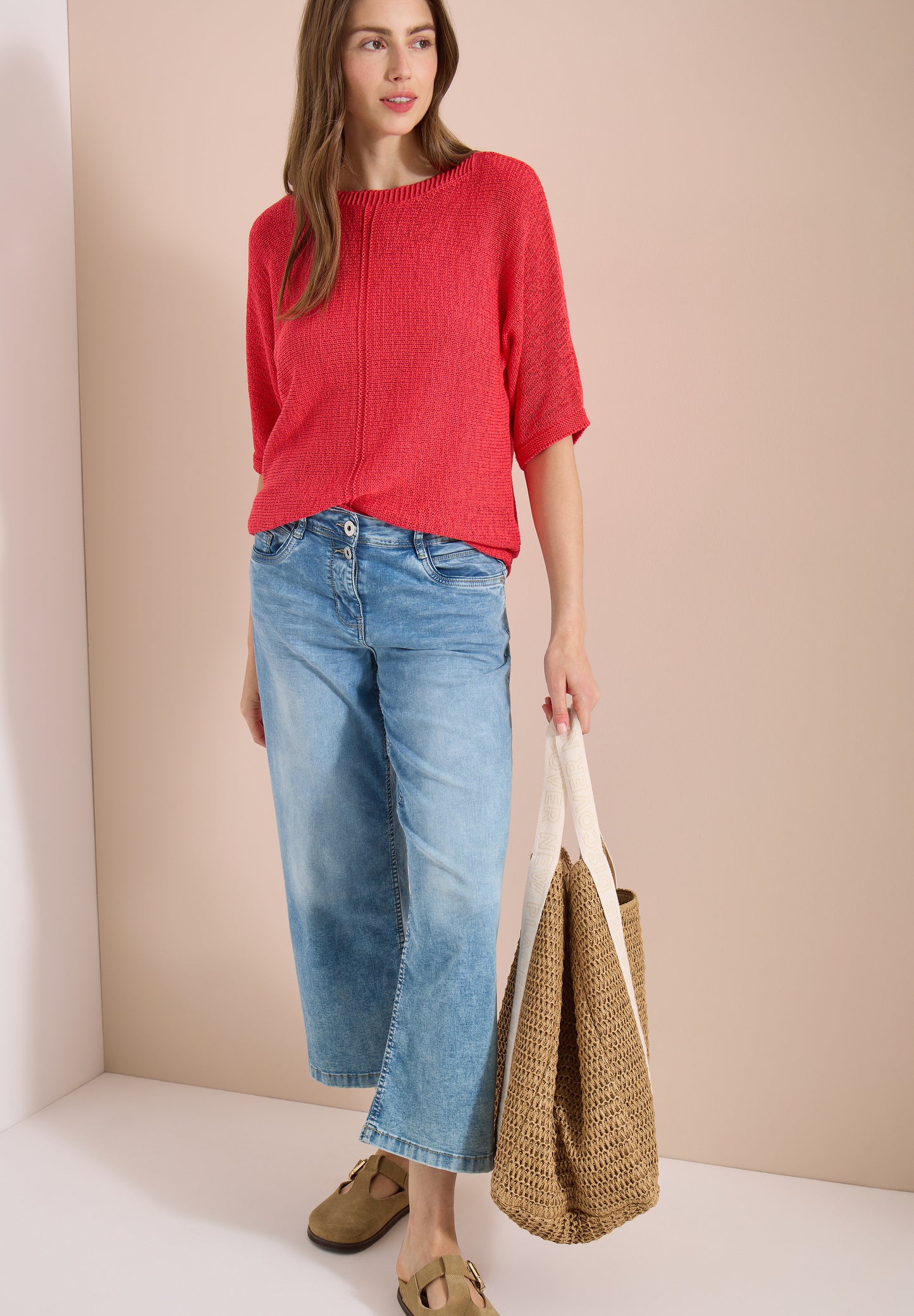 CECIL - Dolman Pullover mit U-Boot-Ausschnitt - Farbe: coral
