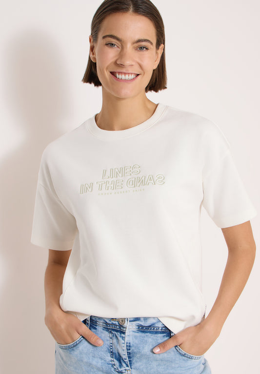 CECIL - Kurzarm Sweatshirt mit Embroidery - Farbe: vanilla white