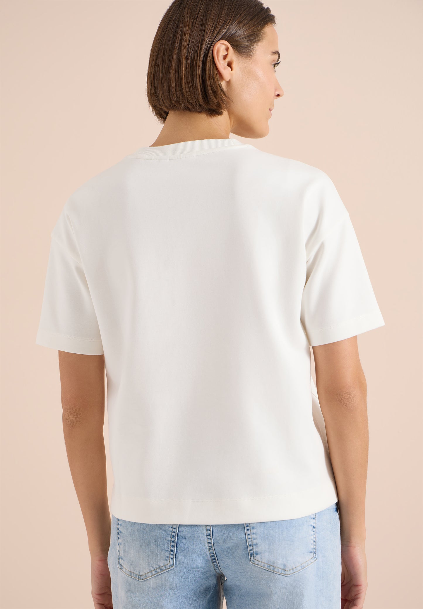 CECIL - Kurzarm Sweatshirt mit Embroidery - Farbe: vanilla white
