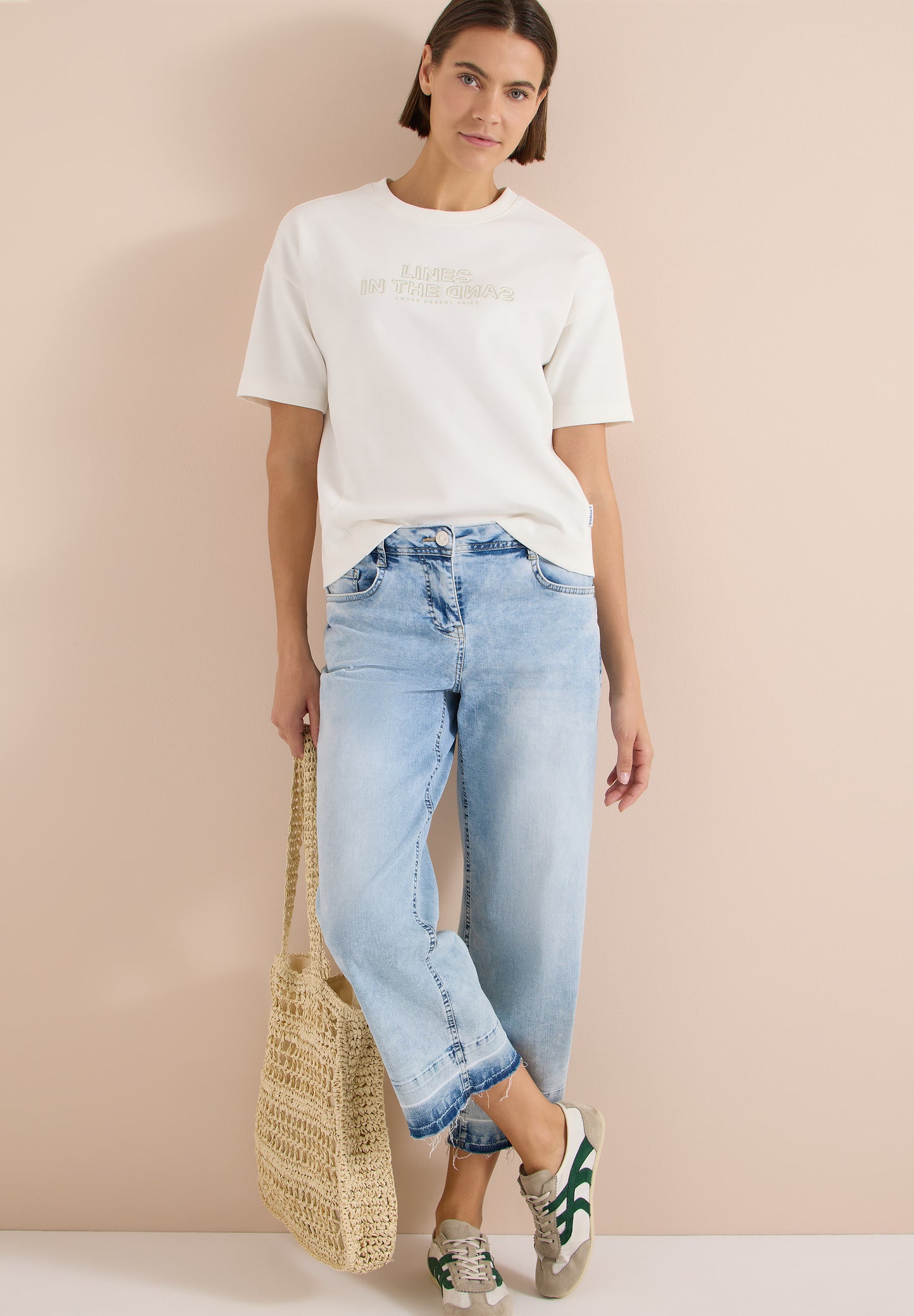 CECIL - Kurzarm Sweatshirt mit Embroidery - Farbe: vanilla white