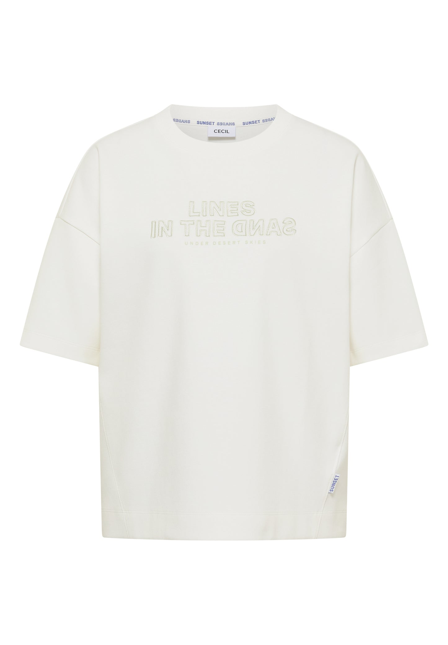 CECIL - Kurzarm Sweatshirt mit Embroidery - Farbe: vanilla white