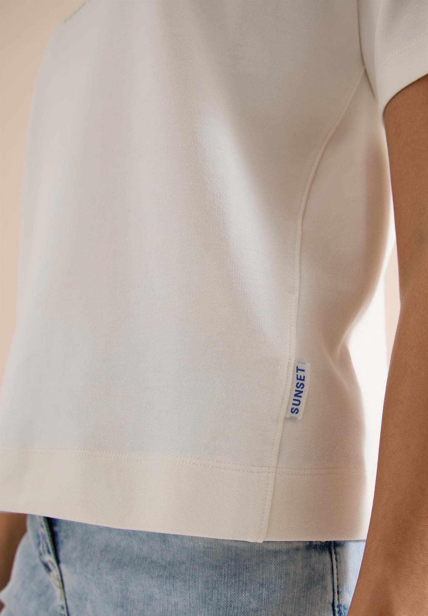 CECIL - Kurzarm Sweatshirt mit Embroidery - Farbe: vanilla white