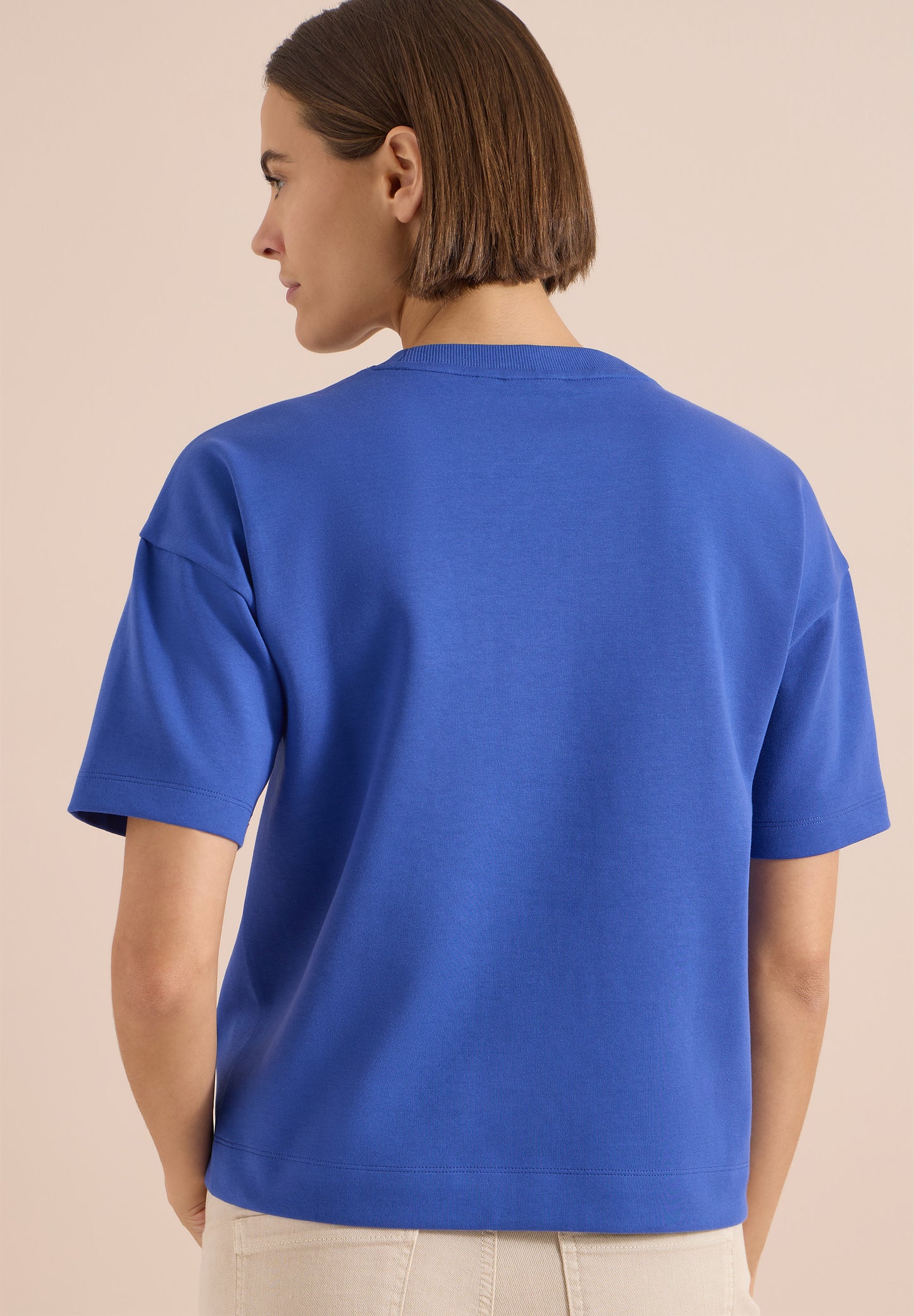 CECIL - Kurzarm Sweatshirt mit Embroidery - Farbe: deep river blue