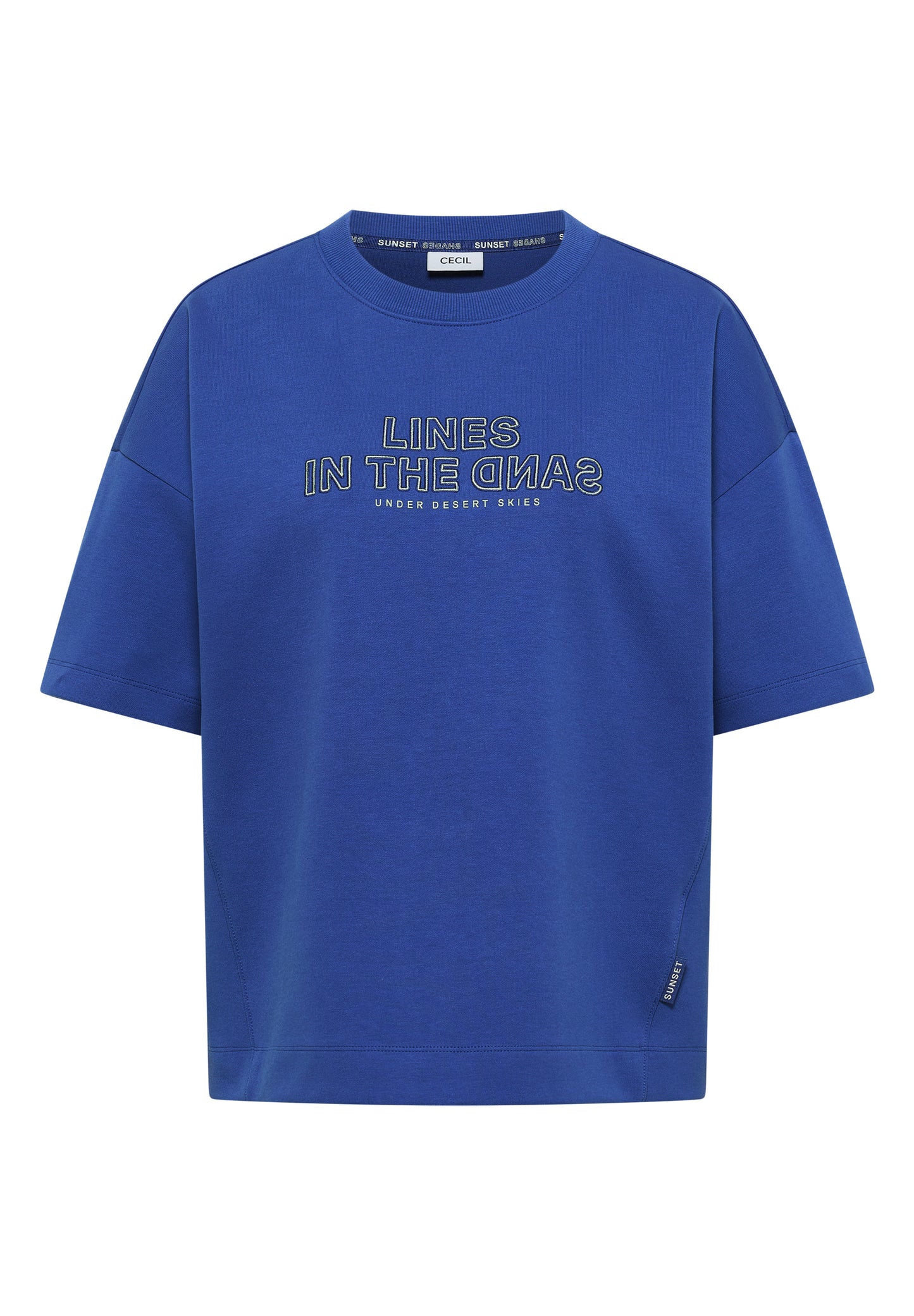 CECIL - Kurzarm Sweatshirt mit Embroidery - Farbe: deep river blue