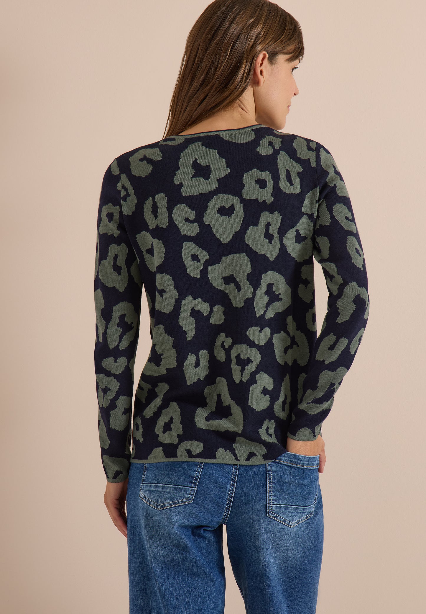 CECIL - Pullover mit Rundhals und Leo-Muster - Farbe: urban dark blue