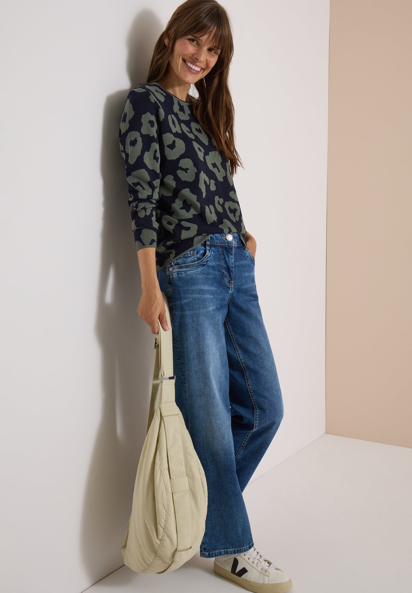 CECIL - Pullover mit Rundhals und Leo-Muster - Farbe: urban dark blue