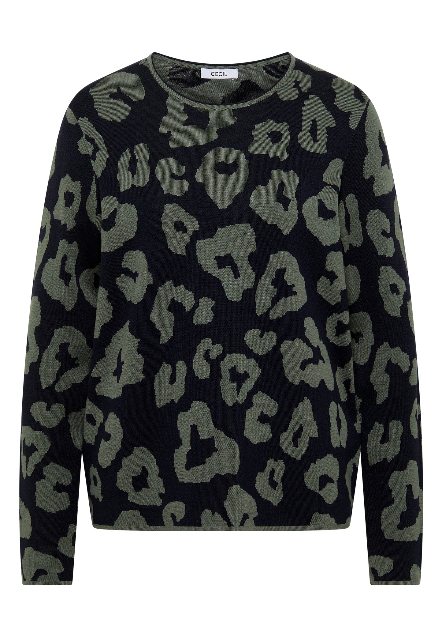 CECIL - Pullover mit Rundhals und Leo-Muster - Farbe: urban dark blue