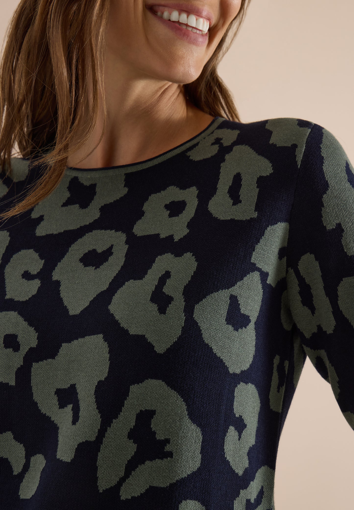 CECIL - Pullover mit Rundhals und Leo-Muster - Farbe: urban dark blue