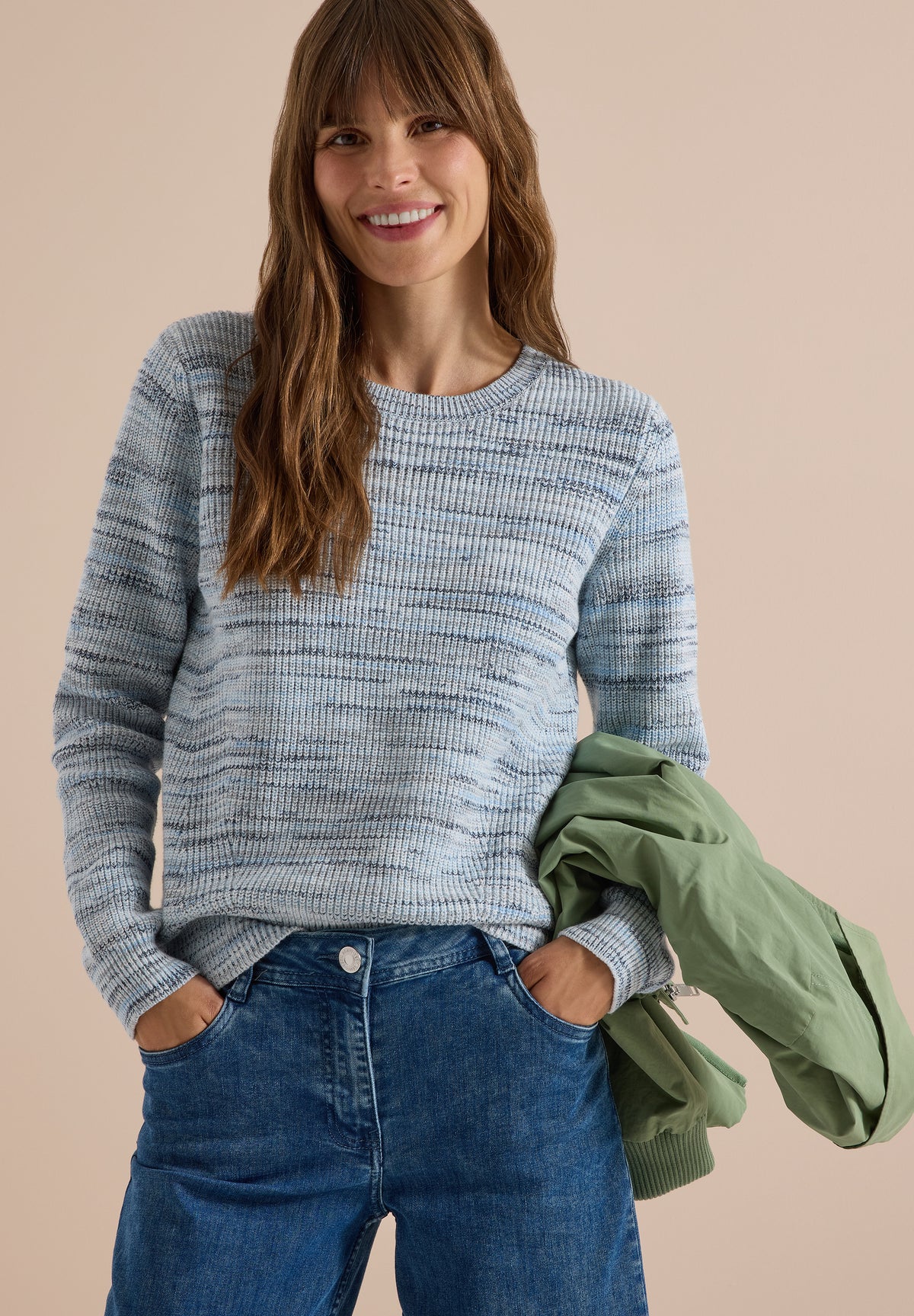 CECIL - Pullover mit Rundhals und Space-Dye-Optik - Farbe: urban dark blue