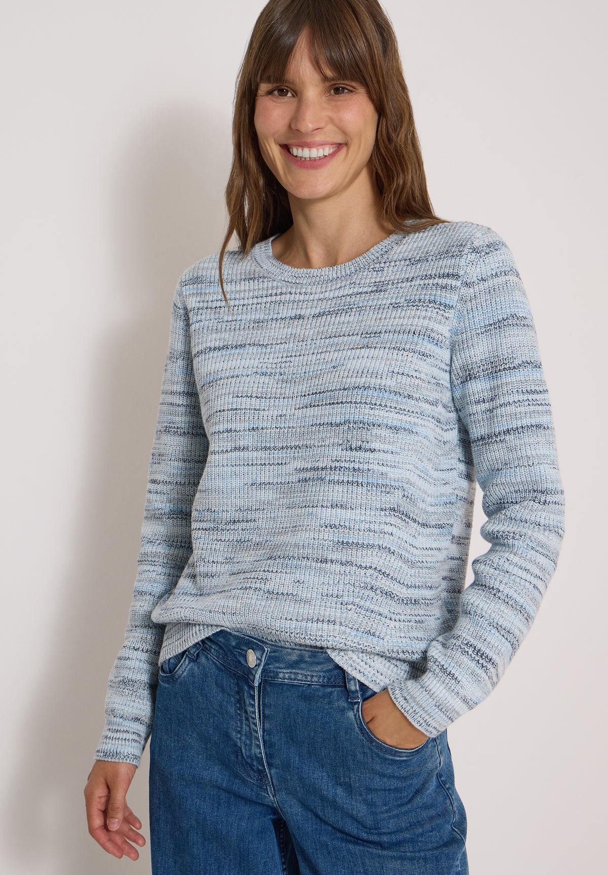 CECIL - Pullover mit Rundhals und Space-Dye-Optik - Farbe: urban dark blue