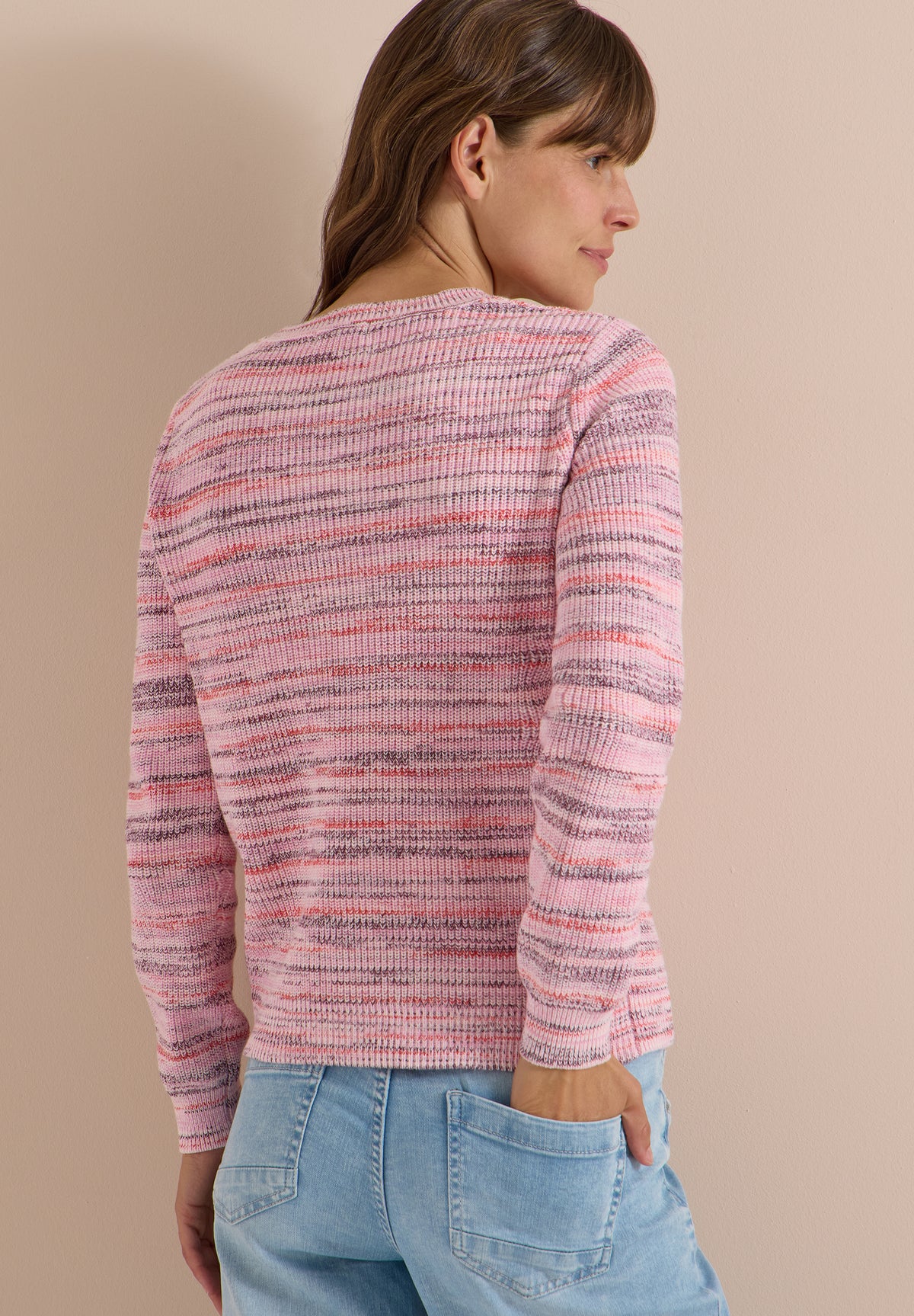 CECIL - Pullover mit Rundhals und Space-Dye-Optik - Farbe: flame red