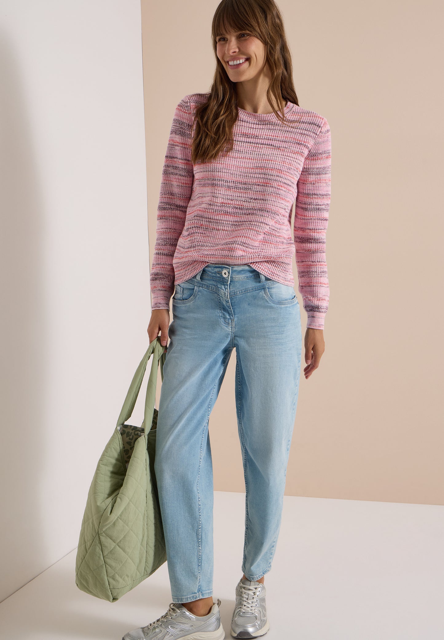 CECIL - Pullover mit Rundhals und Space-Dye-Optik - Farbe: flame red