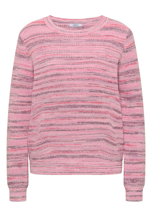 CECIL - Pullover mit Rundhals und Space-Dye-Optik - Farbe: flame red