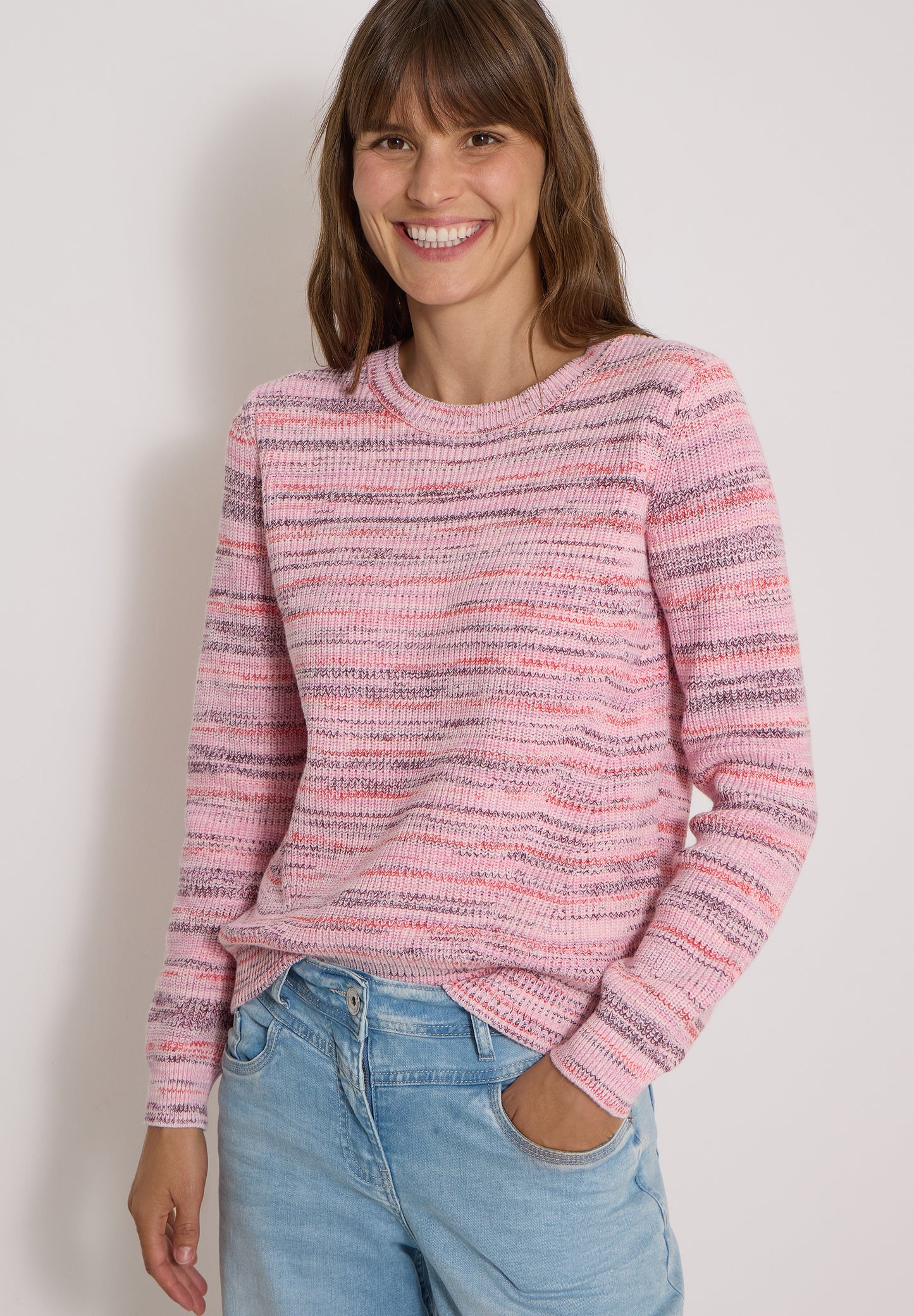 CECIL - Pullover mit Rundhals und Space-Dye-Optik - Farbe: flame red