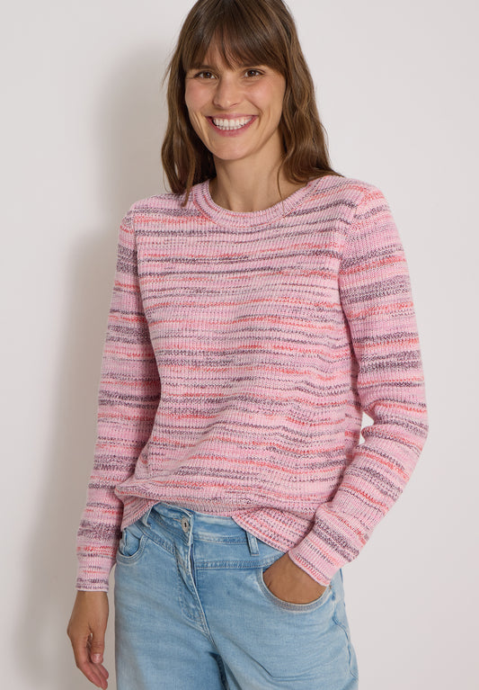 CECIL - Pullover mit Rundhals und Space-Dye-Optik - Farbe: flame red