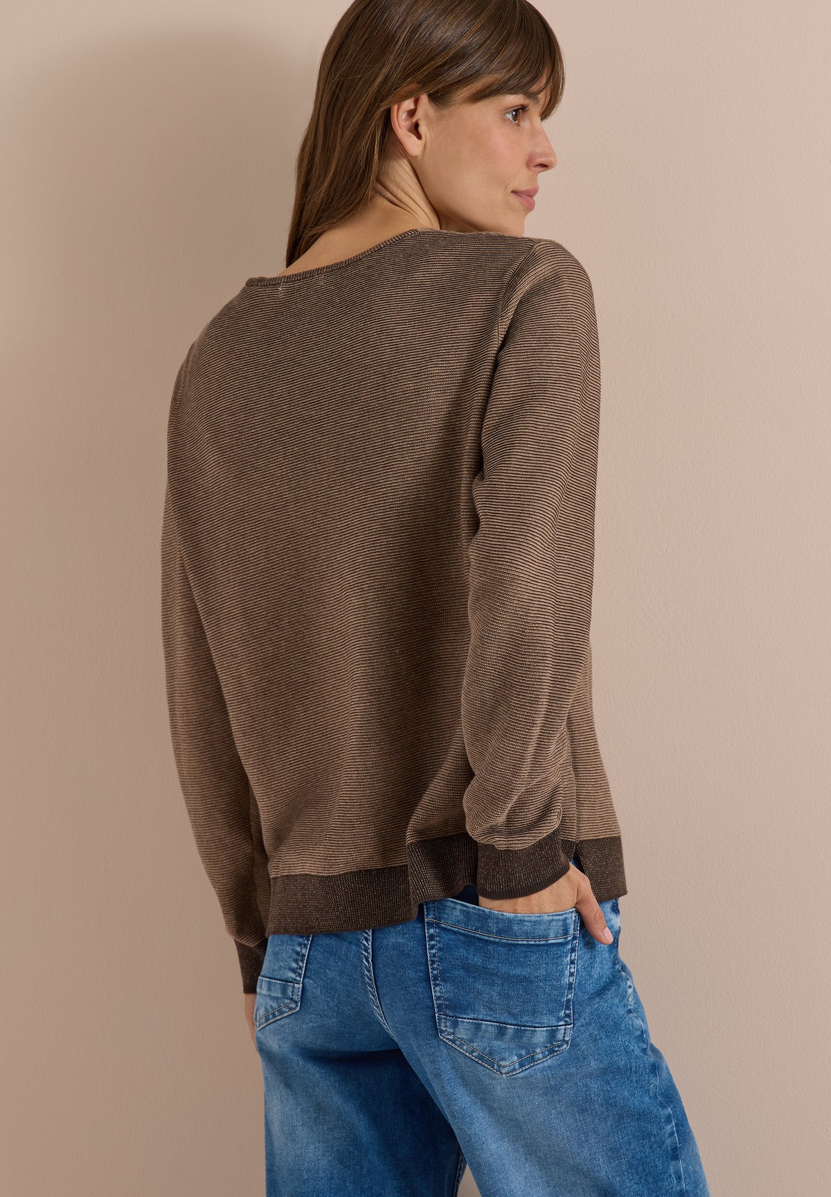 CECIL - Pullover im Two-Tone-Look mit V-Neck - Farbe: truffle brown