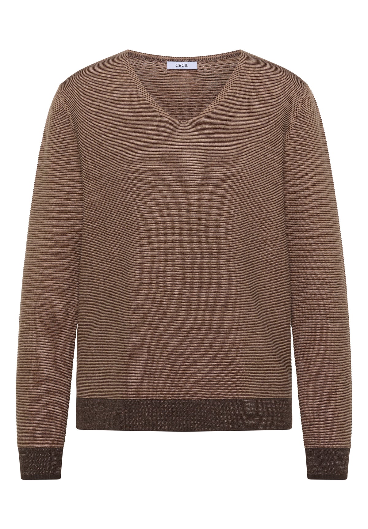 CECIL - Pullover im Two-Tone-Look mit V-Neck - Farbe: truffle brown