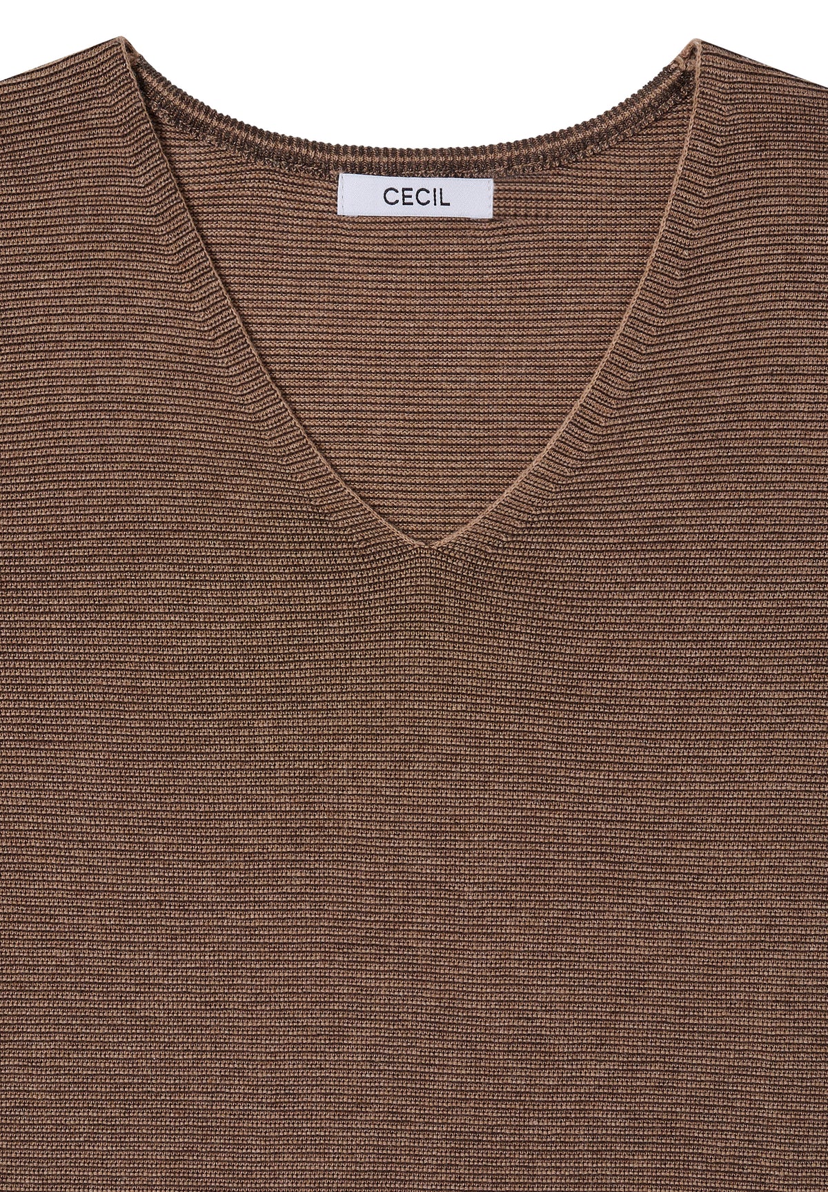 CECIL - Pullover im Two-Tone-Look mit V-Neck - Farbe: truffle brown