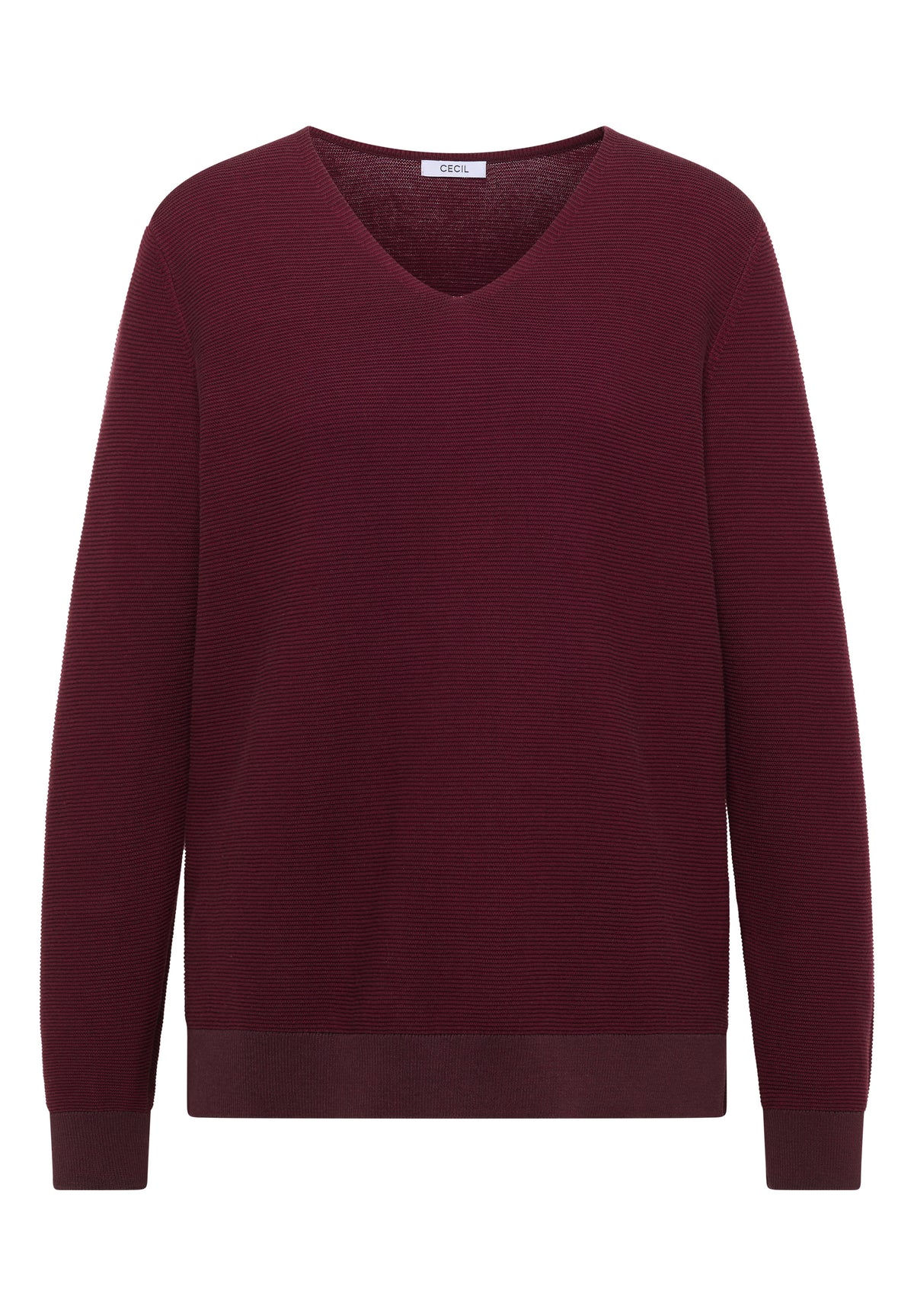 CECIL - Pullover im Two-Tone-Look mit V-Neck - Farbe: berry red