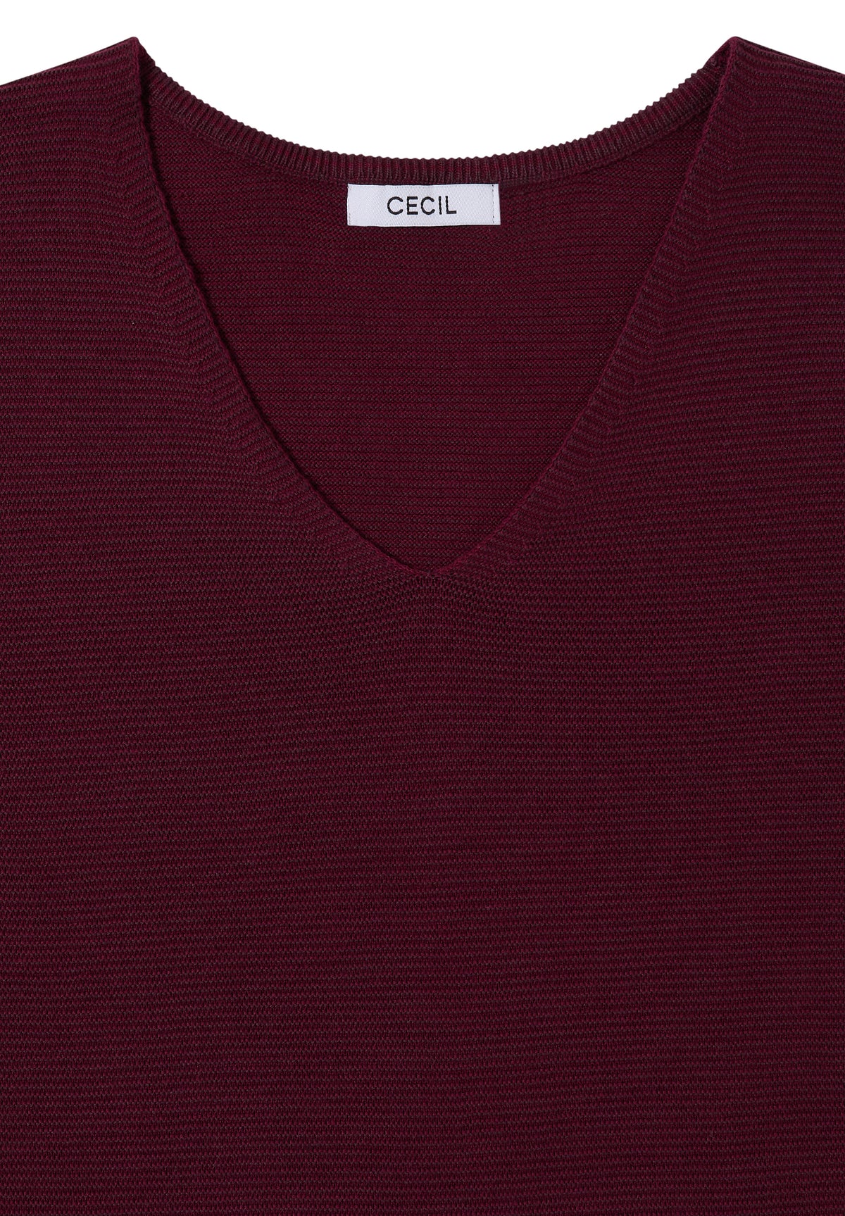 CECIL - Pullover im Two-Tone-Look mit V-Neck - Farbe: berry red