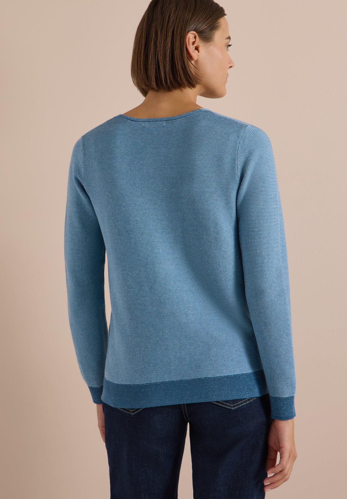 CECIL - Pullover im Two-Tone-Look mit V-Neck - Farbe: mountain air blue