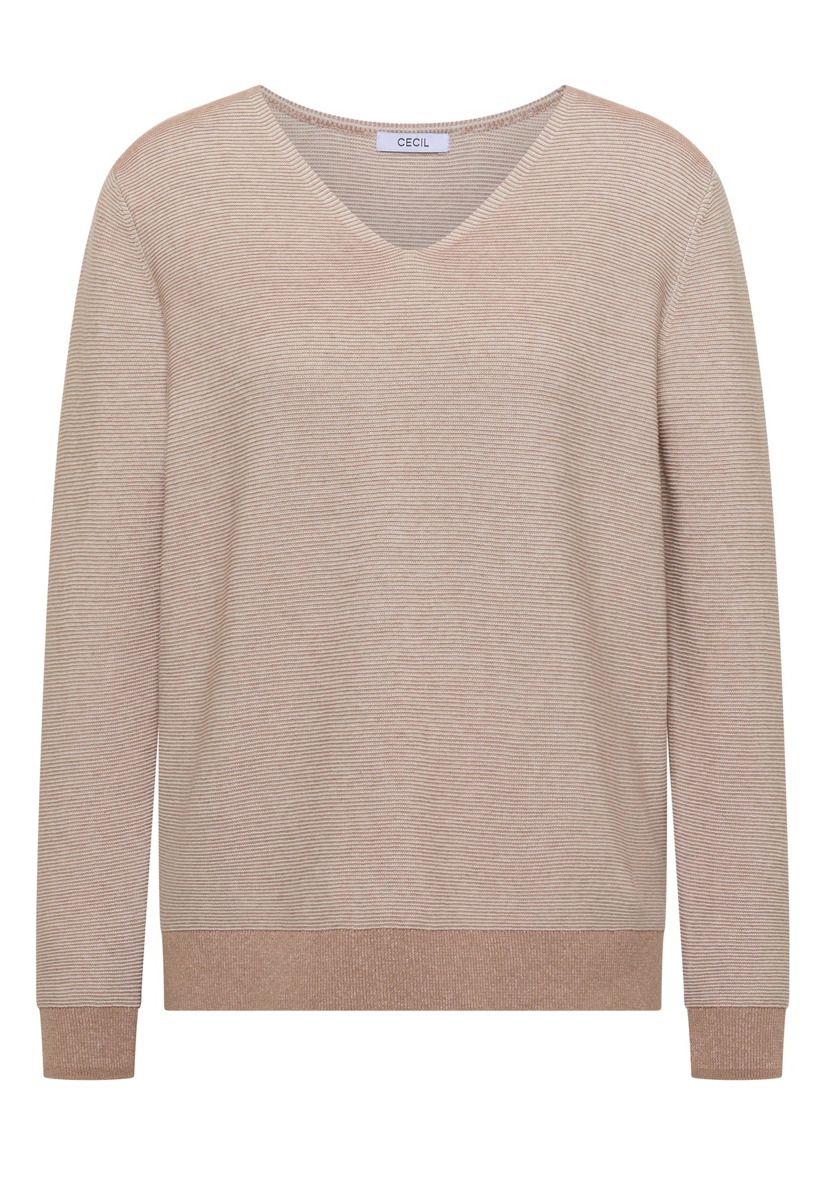 CECIL - Pullover im Two-Tone-Look mit V-Neck - Farbe: creamy mocha melange